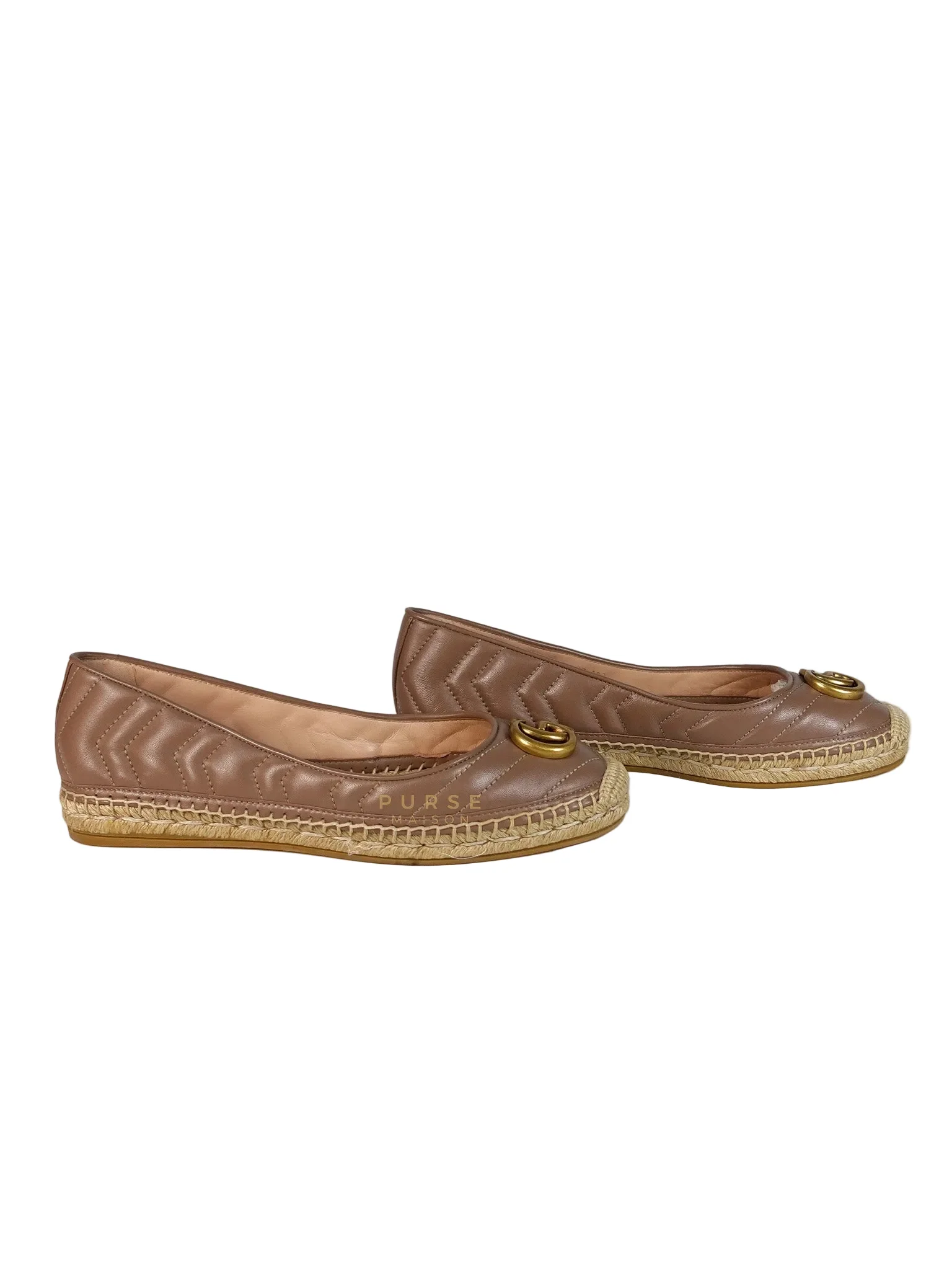 Gucci Nappa Matelasse GG Marmont Espadrilles Shoes in Porcelain Rose for Women Size 39 EU (24.5) - Image 2