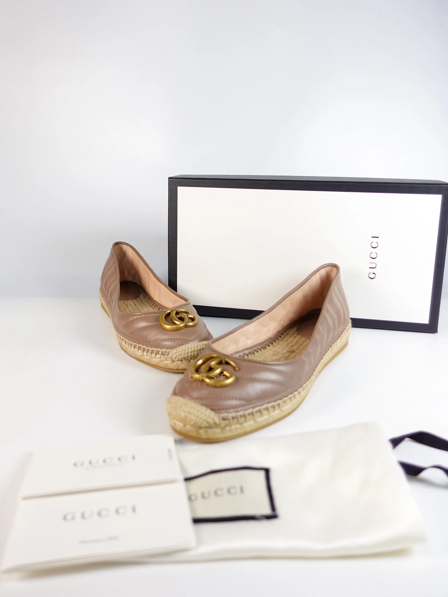 Gucci Nappa Matelasse GG Marmont Espadrilles Shoes in Porcelain Rose for Women Size 39 EU (24.5) - Image 29