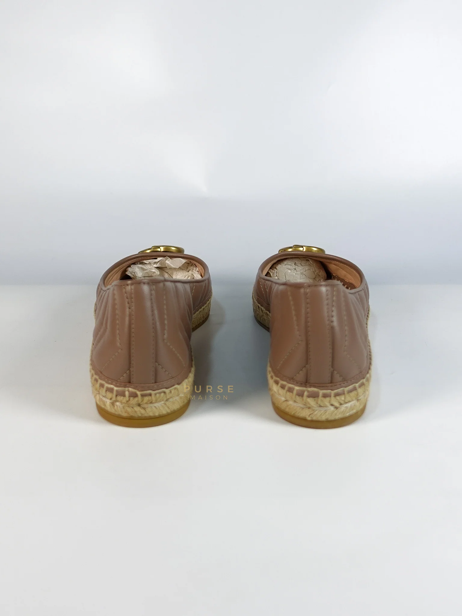 Gucci Nappa Matelasse GG Marmont Espadrilles Shoes in Porcelain Rose for Women Size 39 EU (24.5) - Image 4