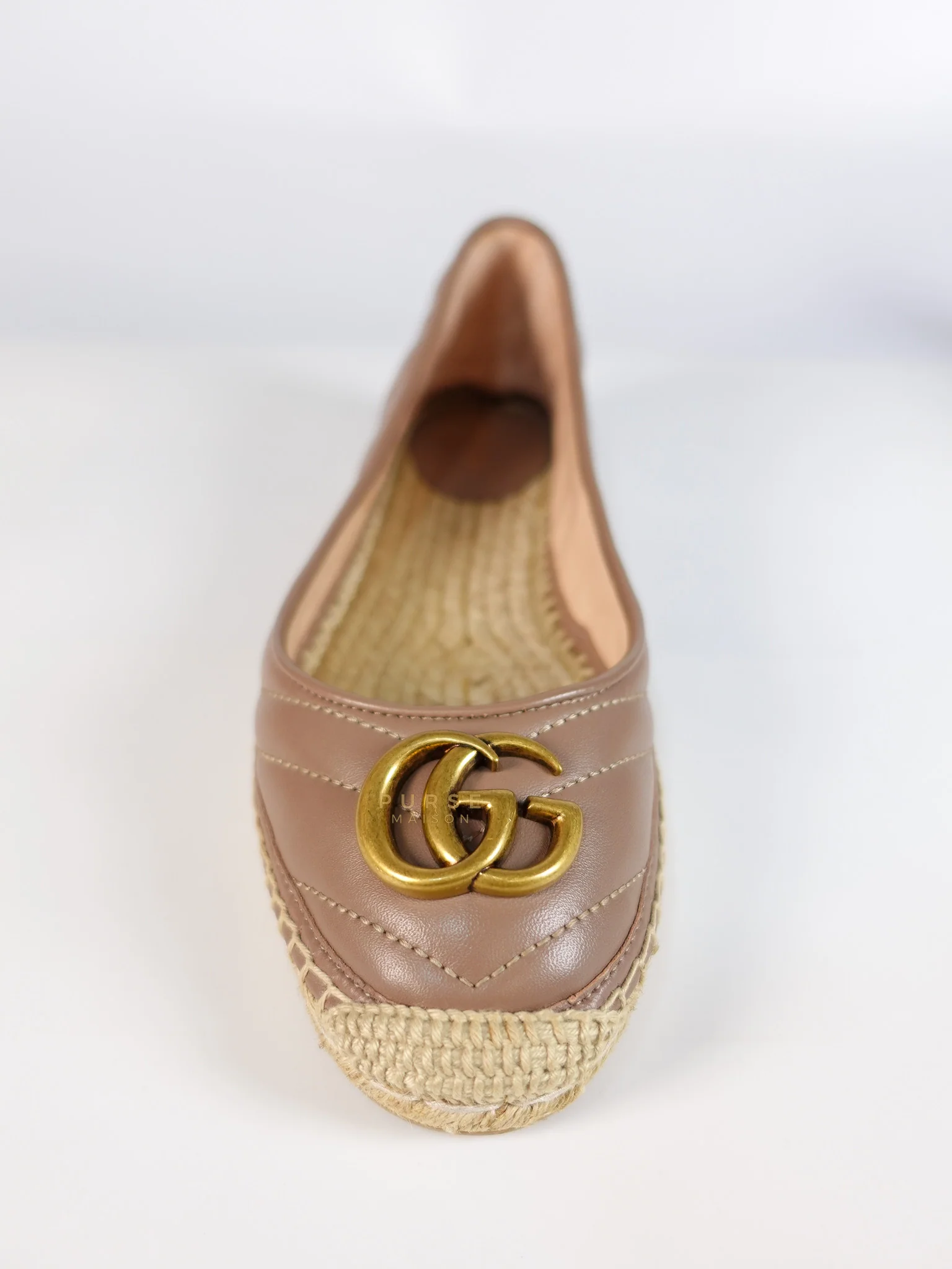 Gucci Nappa Matelasse GG Marmont Espadrilles Shoes in Porcelain Rose for Women Size 39 EU (24.5) - Image 8