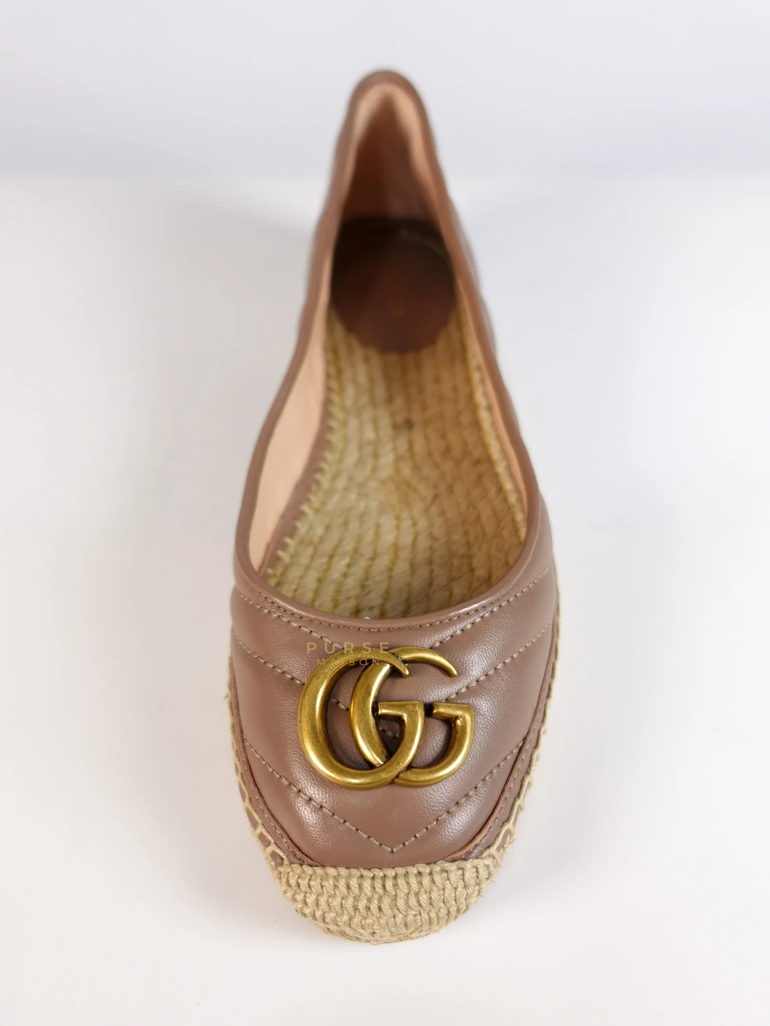 Gucci Nappa Matelasse GG Marmont Espadrilles Shoes in Porcelain Rose for Women Size 39 EU (24.5) - Image 9