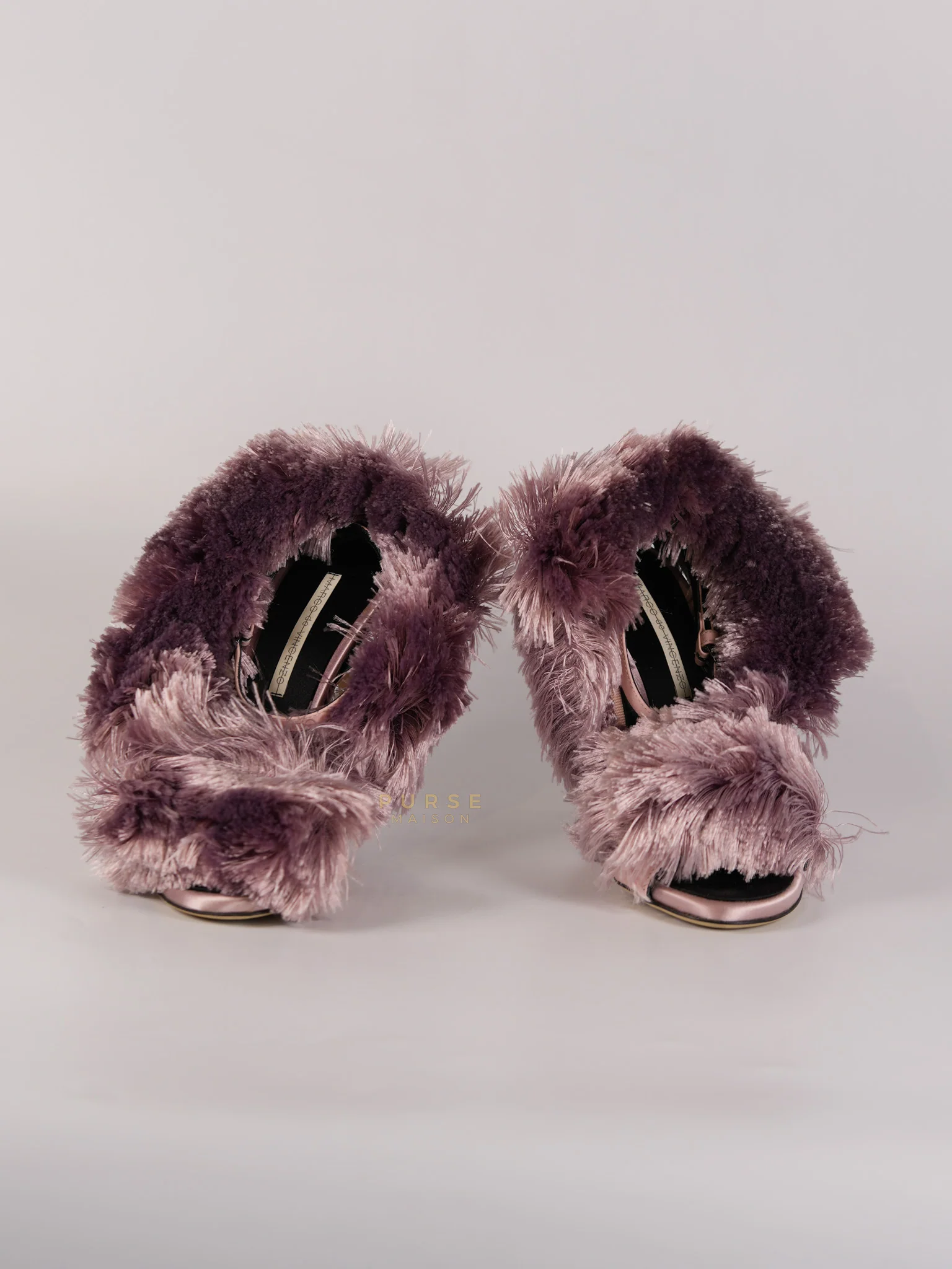 Marco de Vincenzo Satin Furr in Pink Fringed Slingback Heels Size 35 Eu (22 cm) - Image 12
