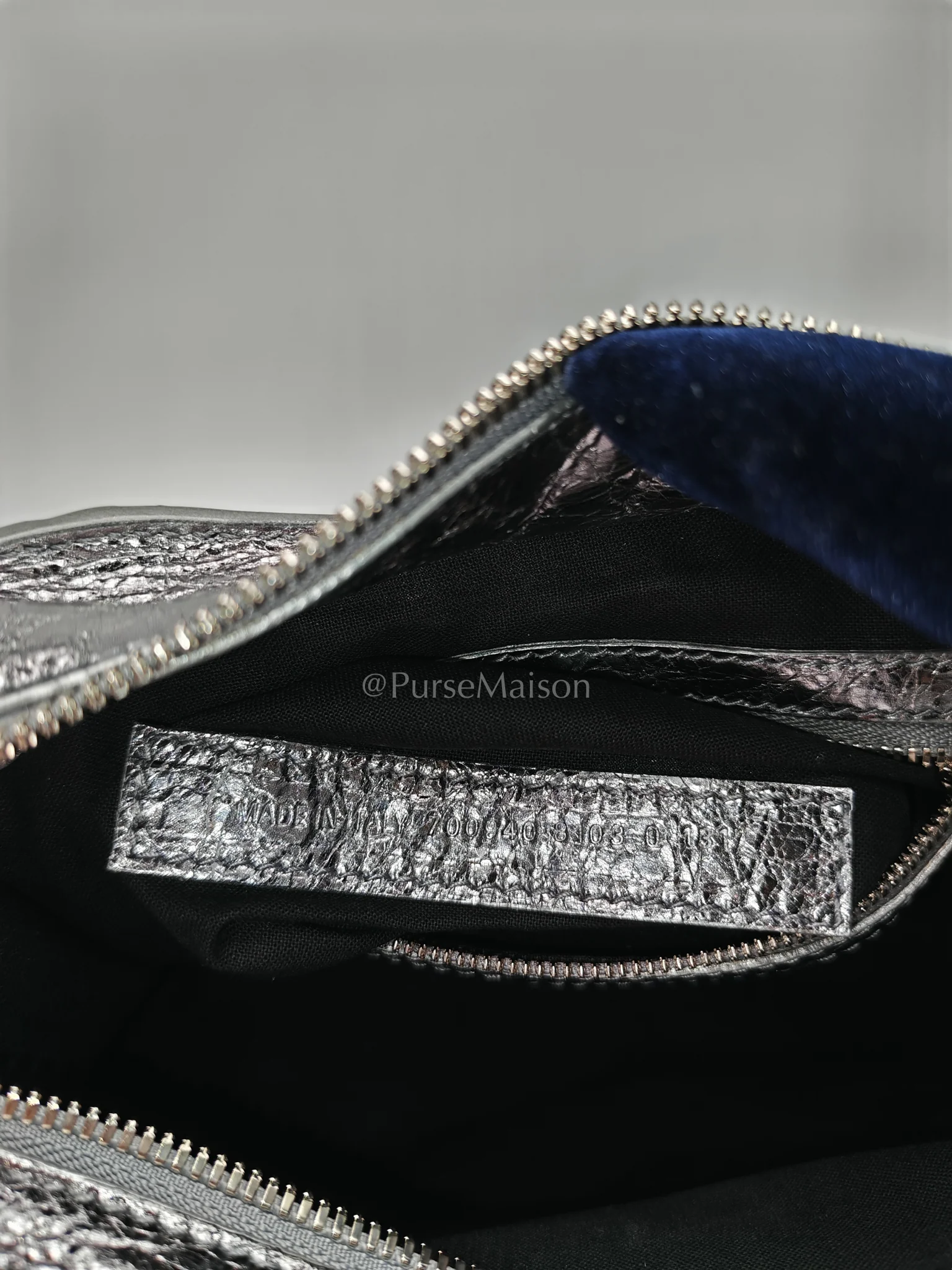 Balenciaga Arena Silver Crystal Metallic Leather Diamond Stud Crossbody Bag - Image 28