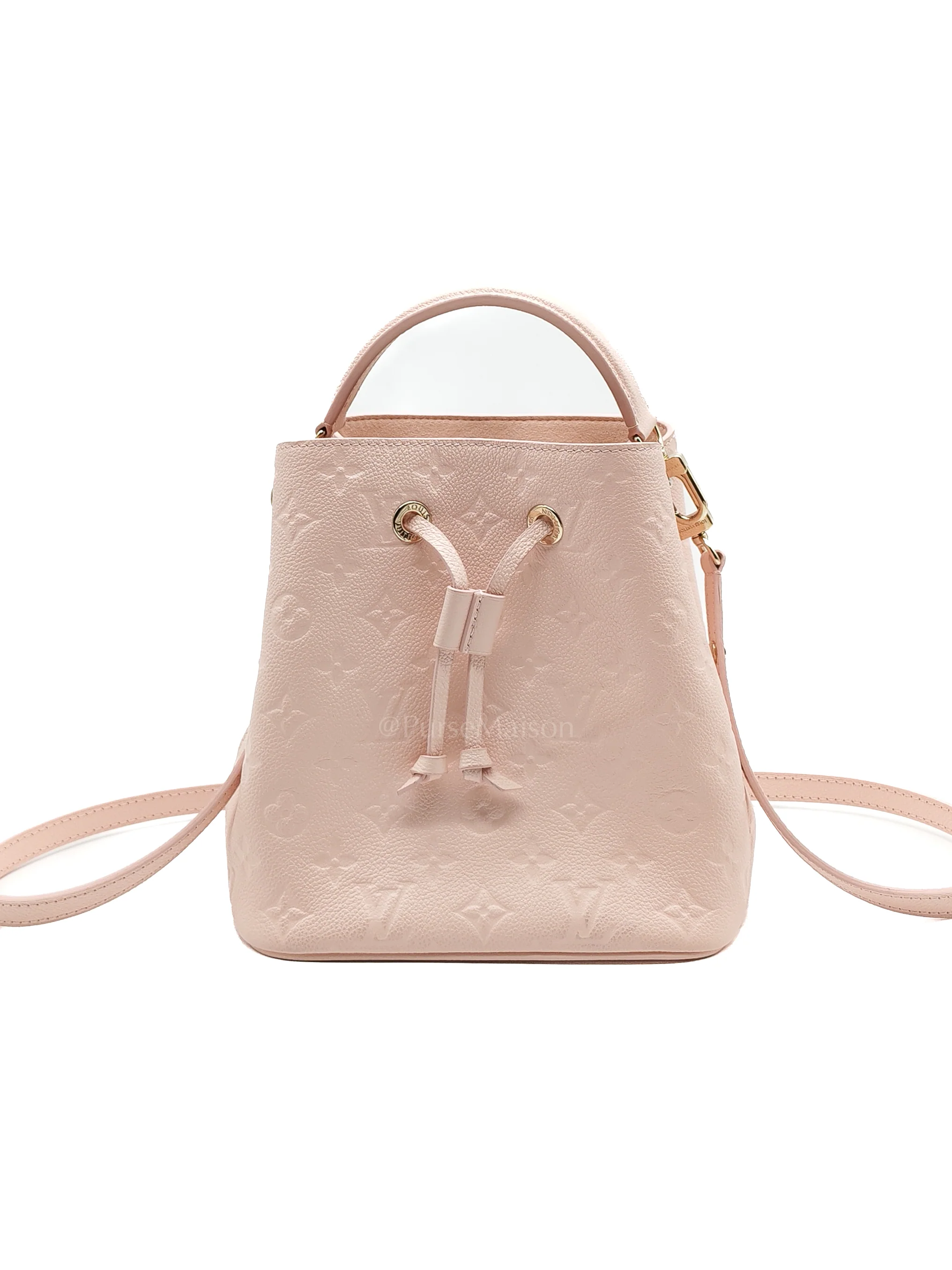 Louis Vuitton NeoNoe BB in Opal Pink Monogram Empriente Leather & Light Gold Hardware Microchip