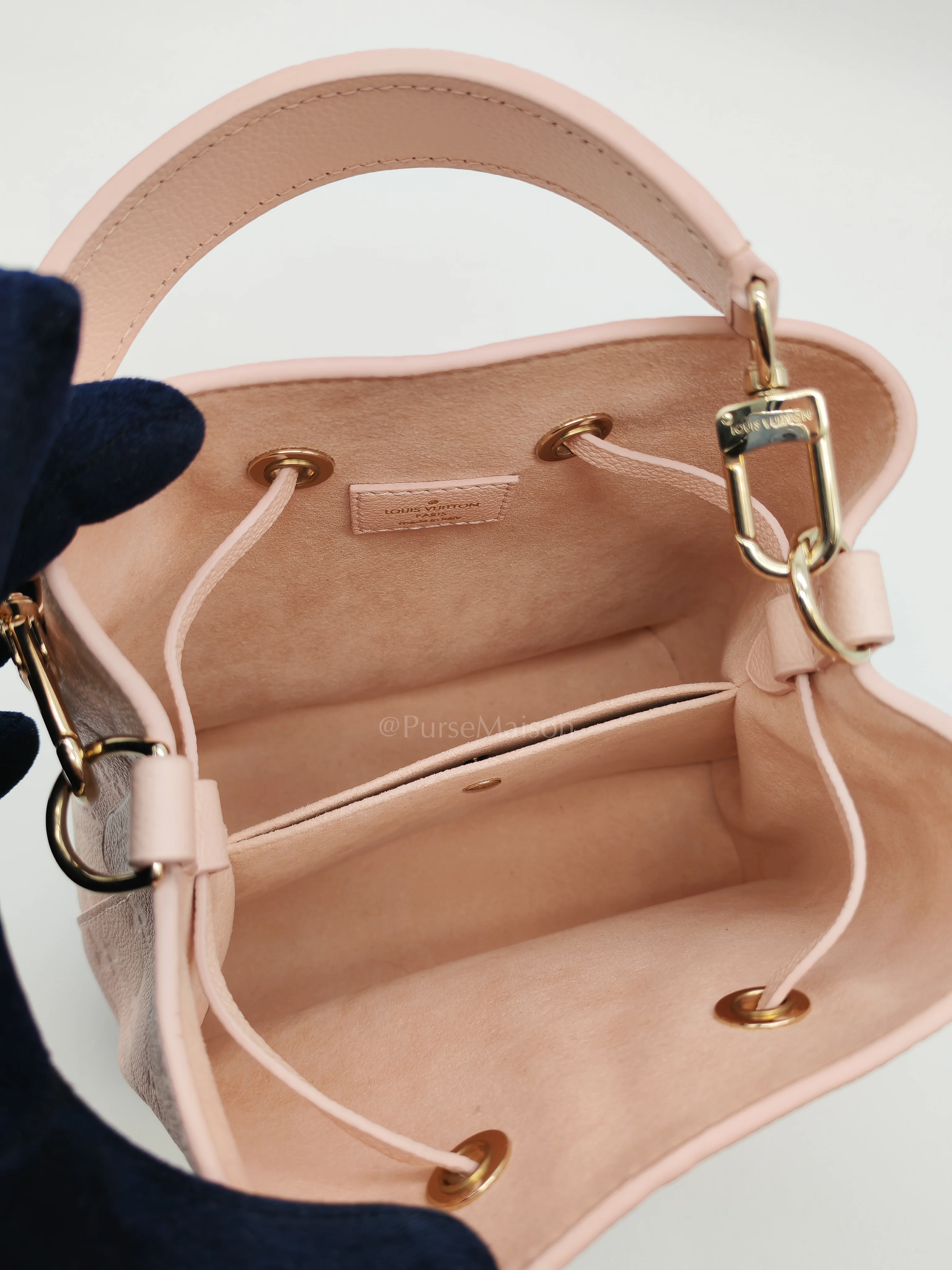 Louis Vuitton NeoNoe BB in Opal Pink Monogram Empriente Leather & Light Gold Hardware Microchip - Image 20