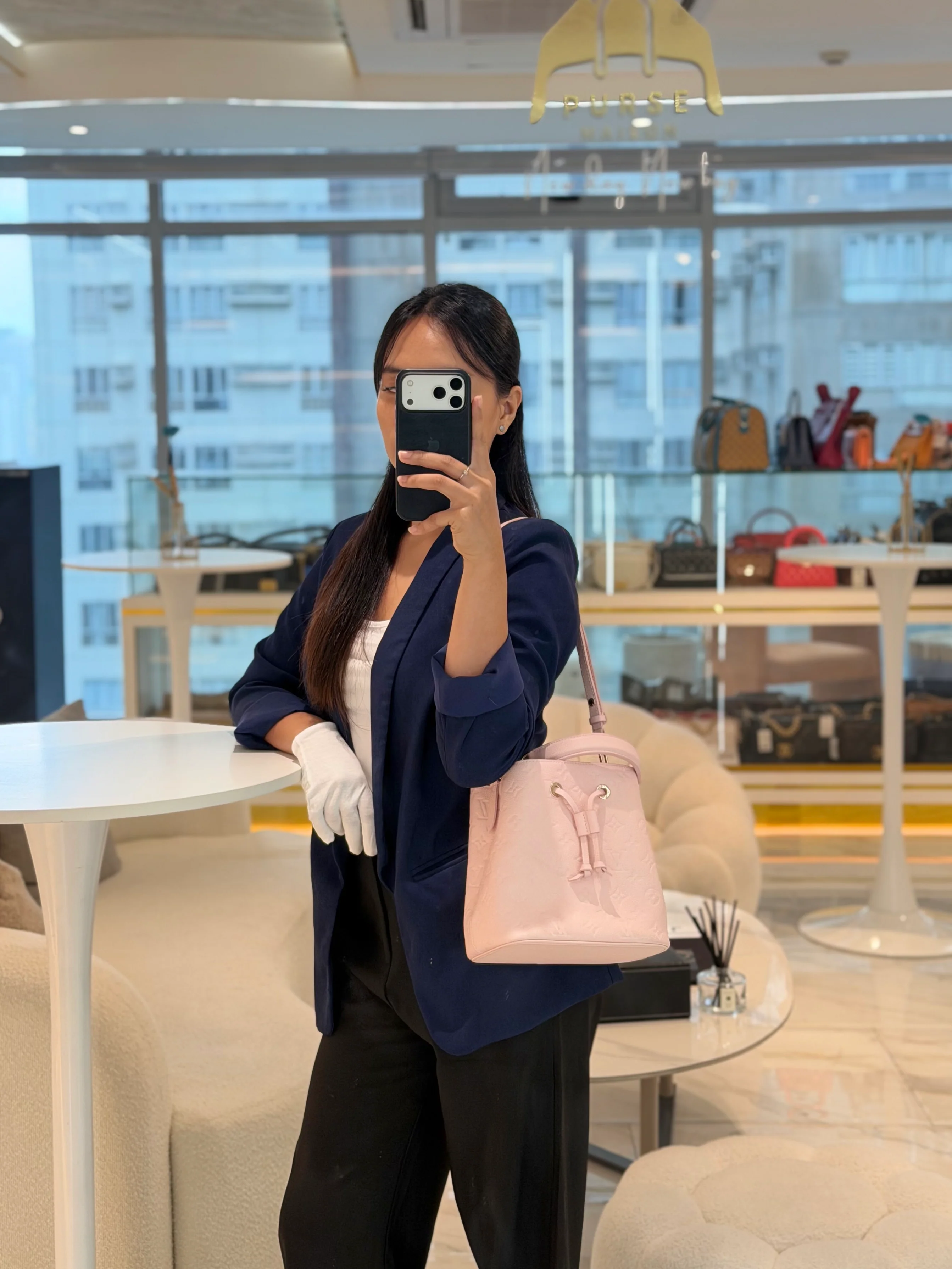 Louis Vuitton NeoNoe BB in Opal Pink Monogram Empriente Leather & Light Gold Hardware Microchip - Image 33