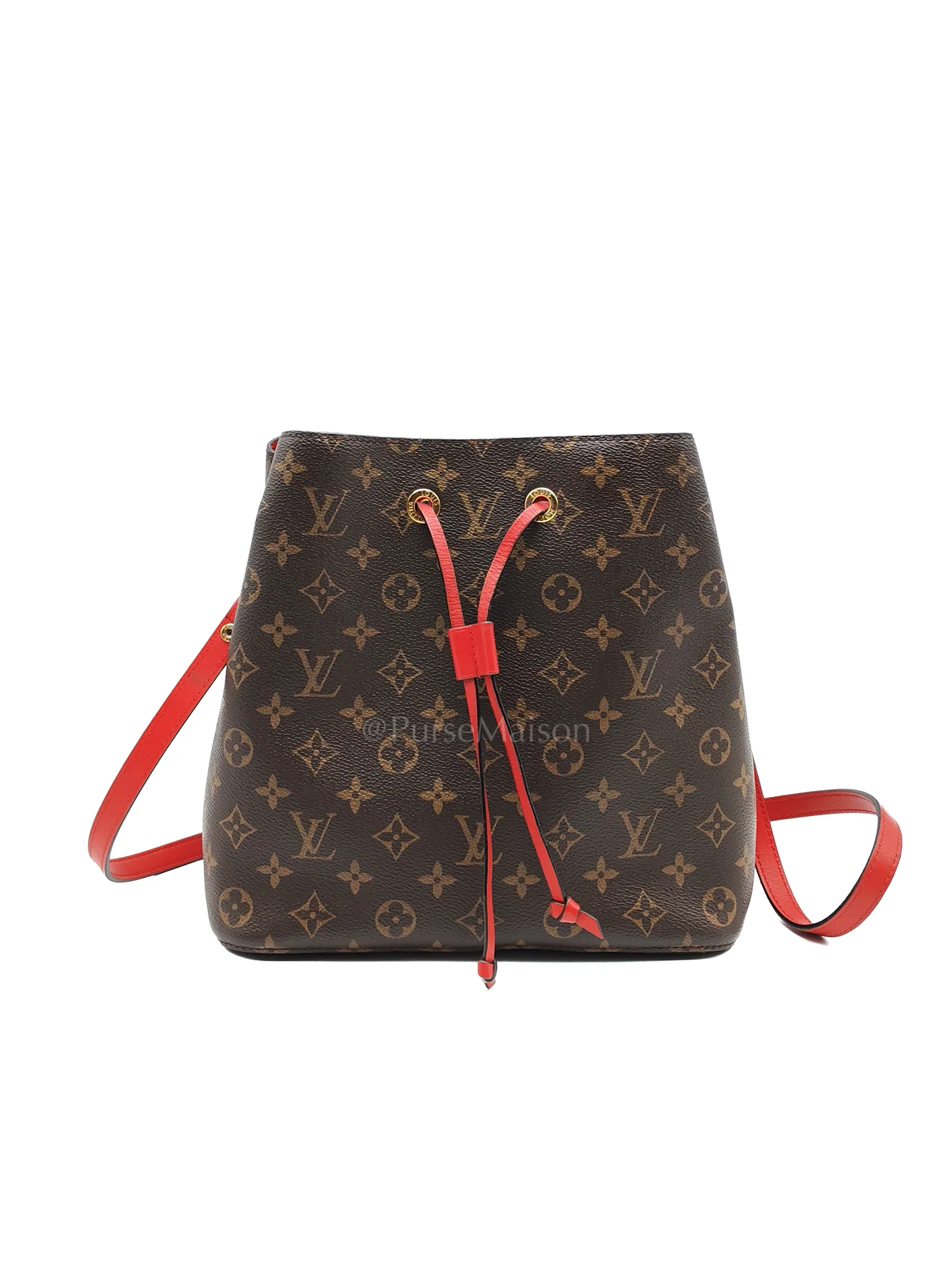 Louis Vuitton Neonoe Bucket Bag Monogram Canvas and Red (Date code: SP4117)