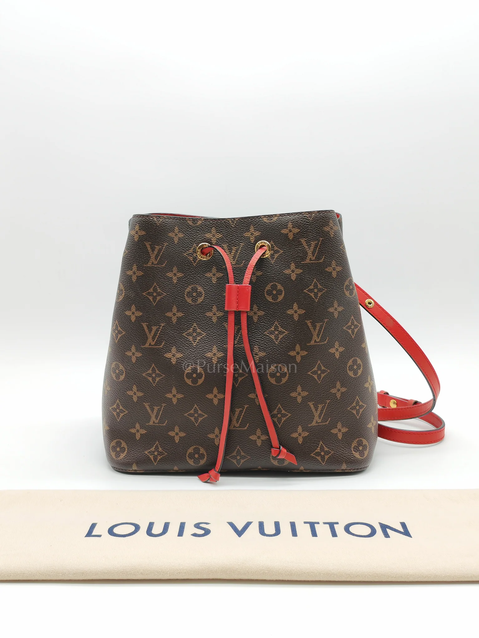 Louis Vuitton Neonoe Bucket Bag Monogram Canvas and Red (Date code: SP4117) - Image 44