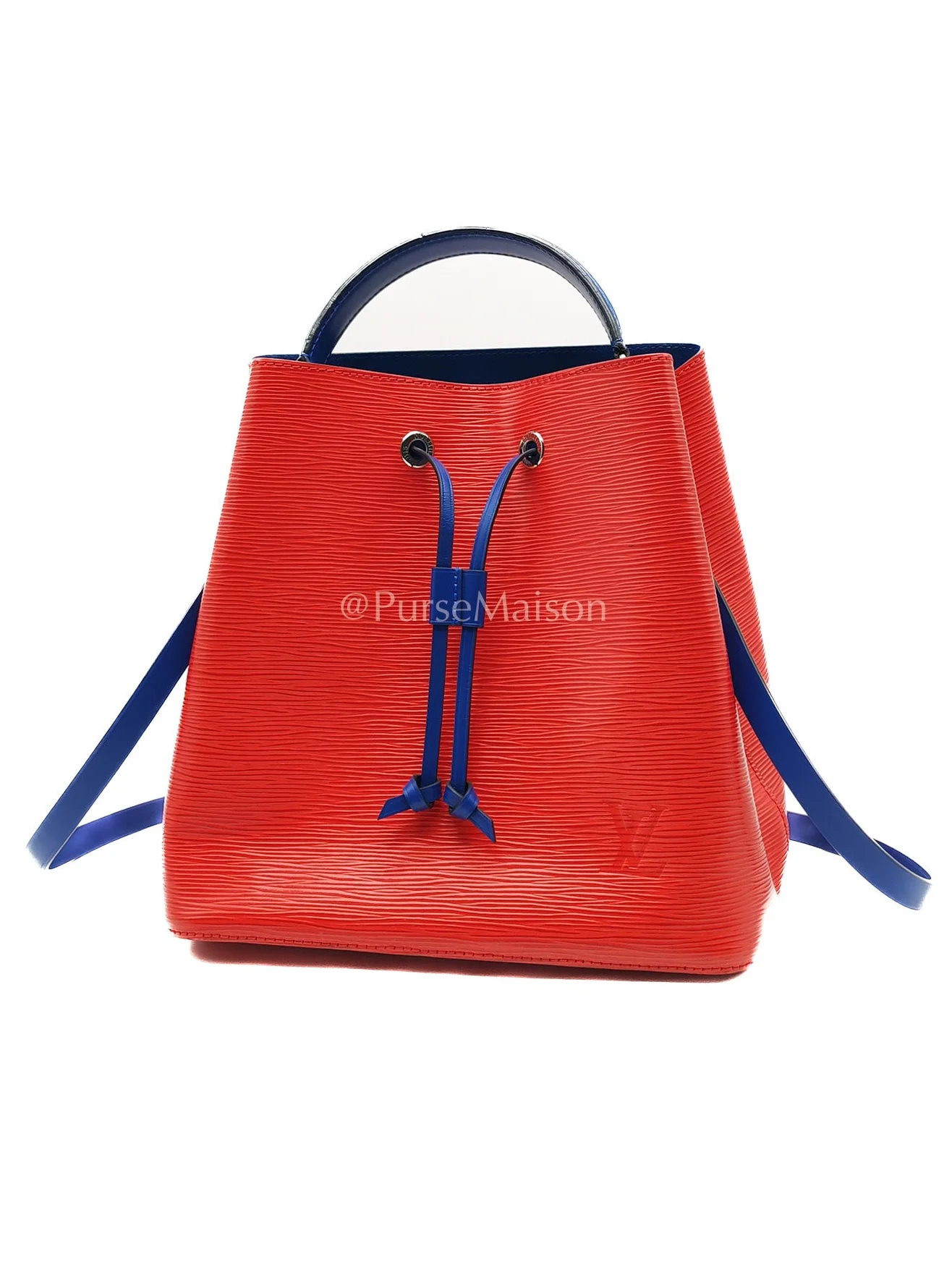 Louis Vuitton Neo Noe MM Coquelicot Red/Blue Epi Leather Bucket  Bag (Date Code: SR4138) - Image 3