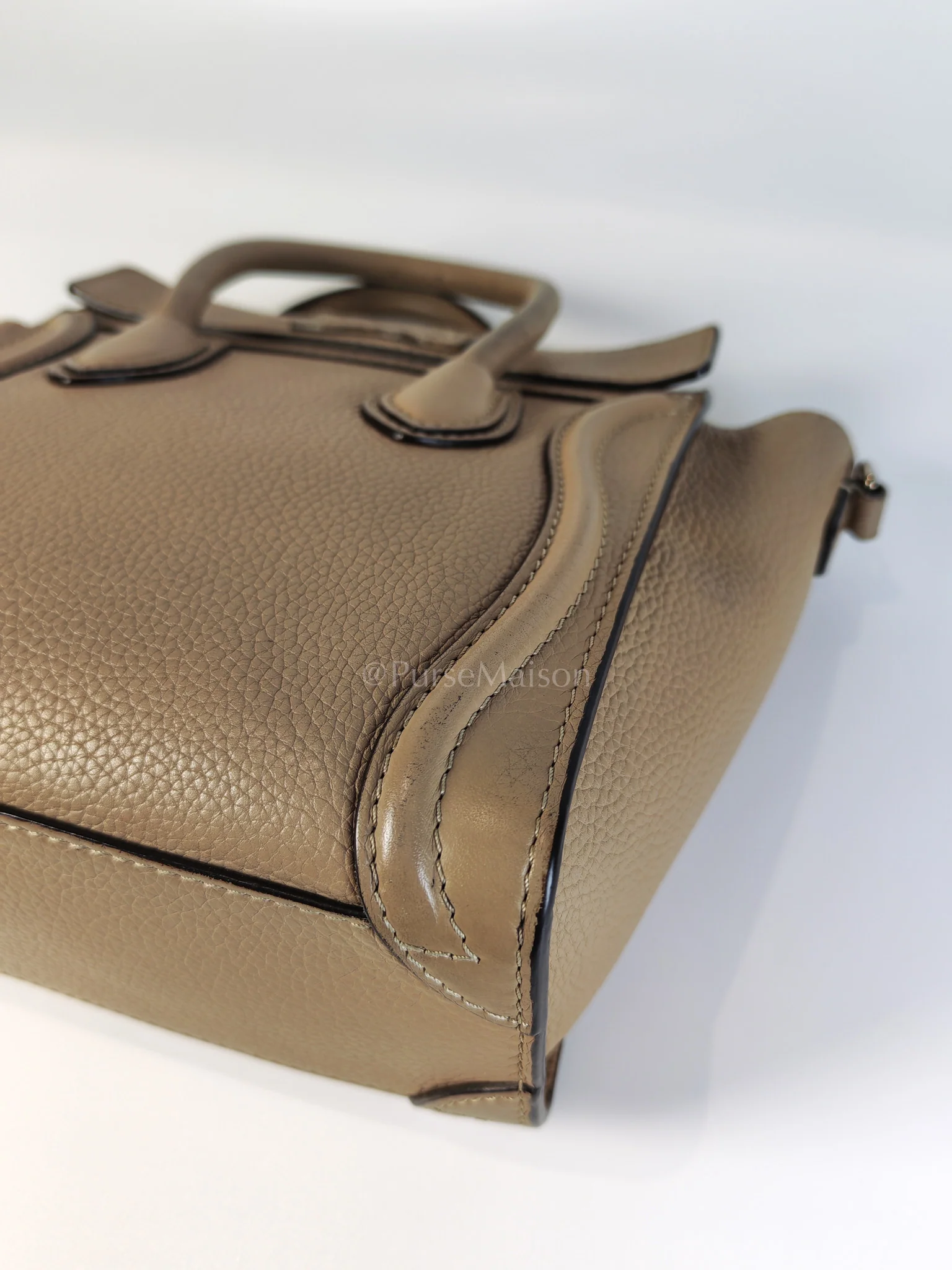 Celine Nano Luggage in Beige Drummed Calfskin Leather Shoulder Bag - Image 13