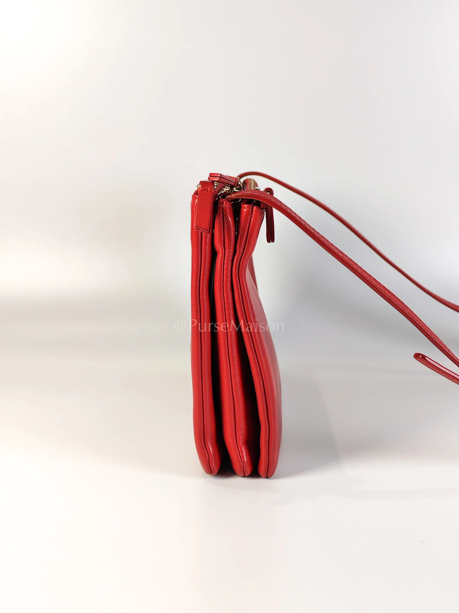 Celine Trio Bag in Red Calfskin Leather Crossbody Bag - Image 6