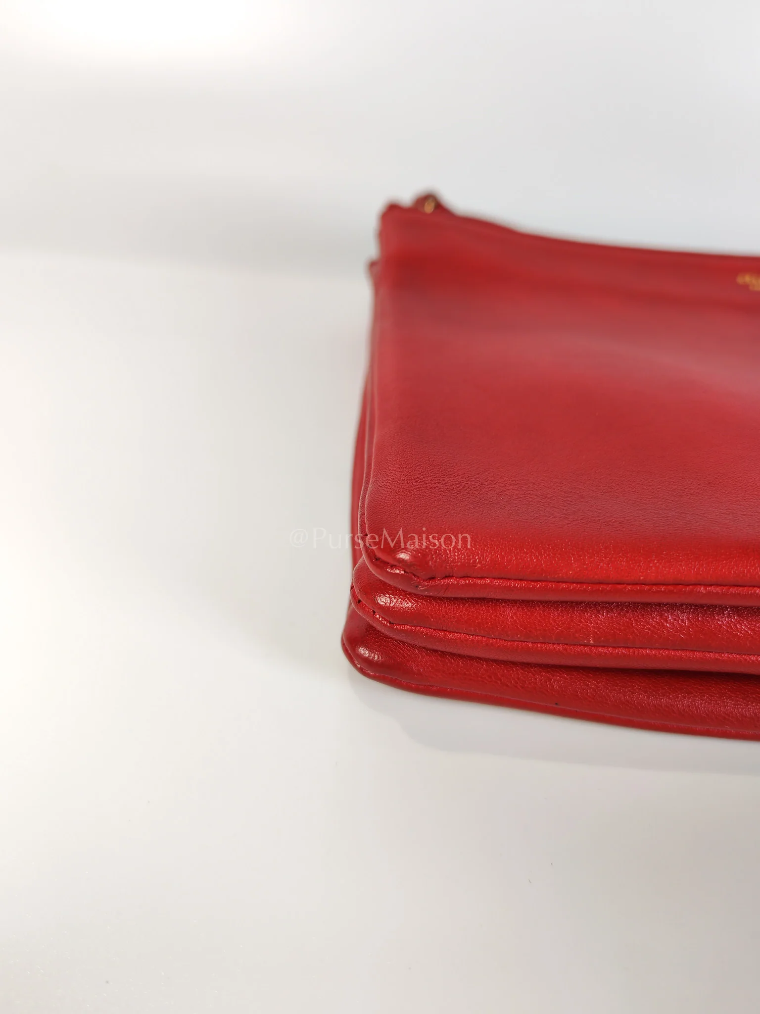 Celine Trio Bag in Red Calfskin Leather Crossbody Bag - Image 8