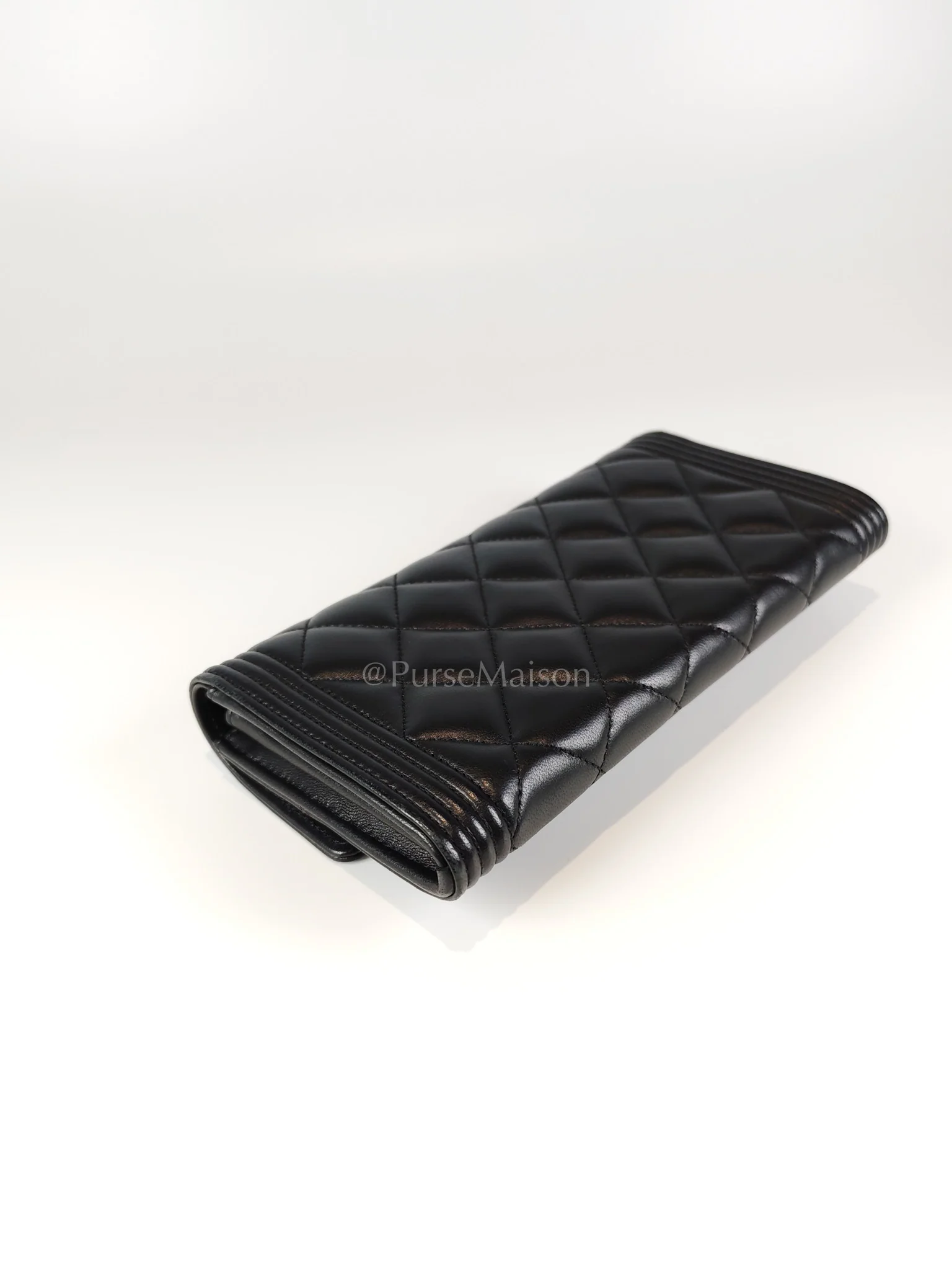 Chanel Boy Long Wallet in Black Quilted Lambskin Leather and Aged Gold Hardware Series 27 - Image 10