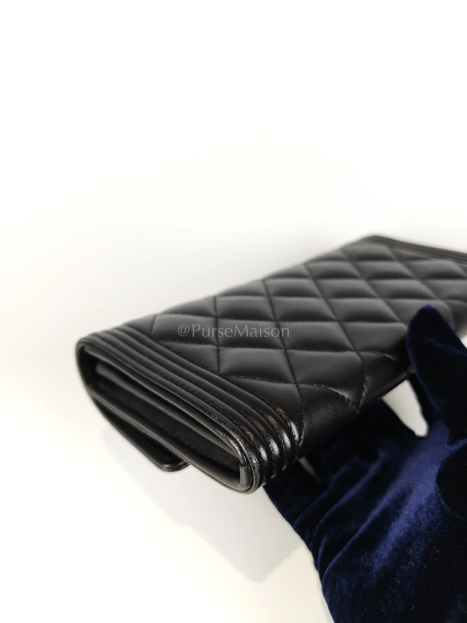 Chanel Boy Long Wallet in Black Quilted Lambskin Leather and Aged Gold Hardware Series 27 - Image 13