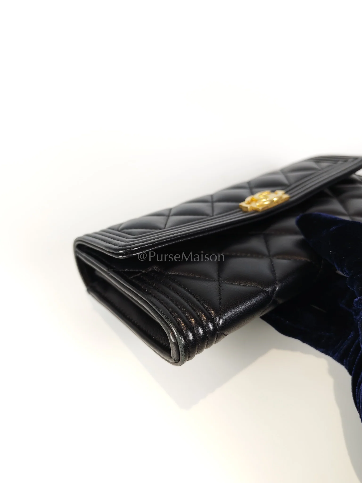 Chanel Boy Long Wallet in Black Quilted Lambskin Leather and Aged Gold Hardware Series 27 - Image 14