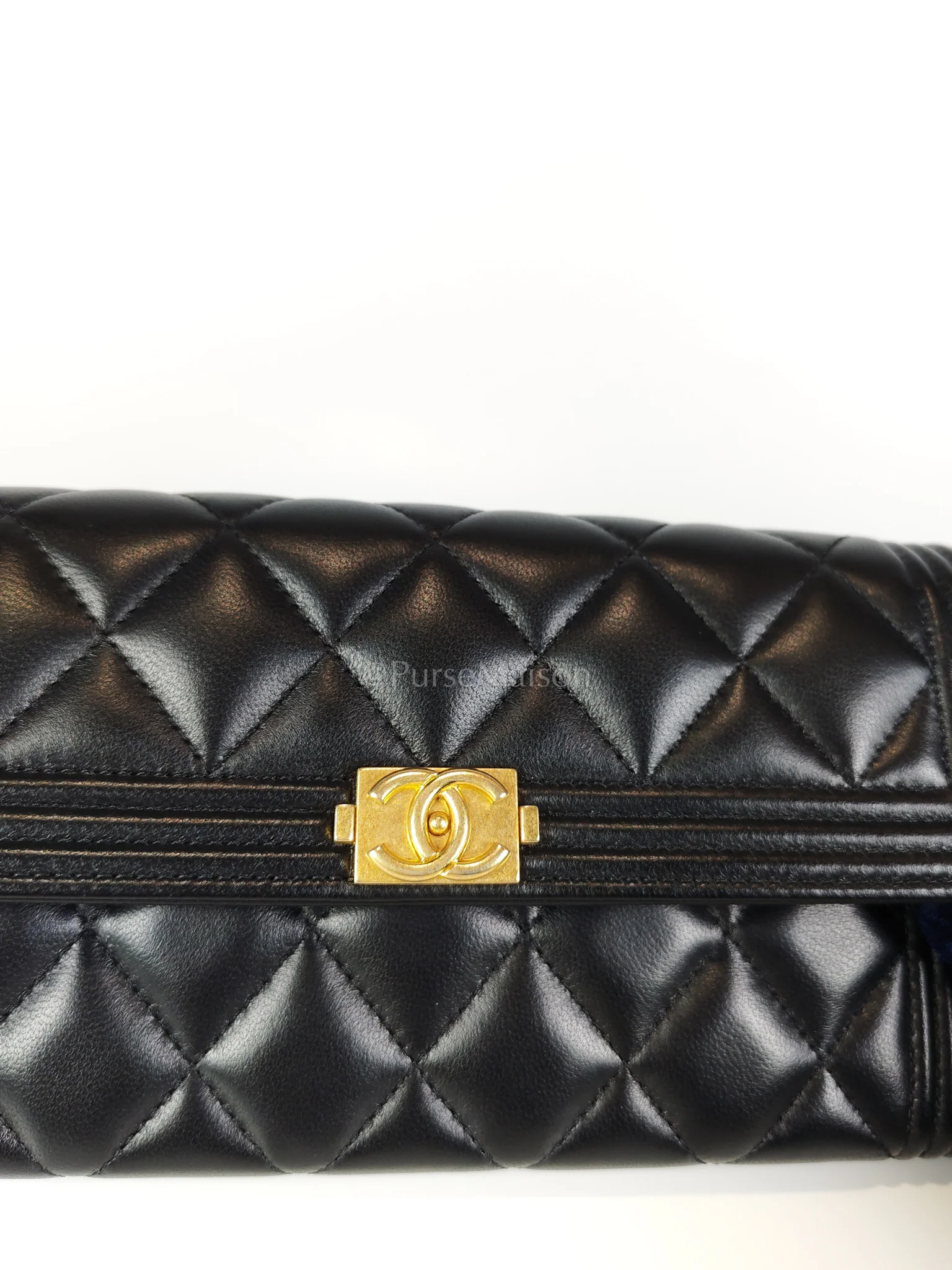 Chanel Boy Long Wallet in Black Quilted Lambskin Leather and Aged Gold Hardware Series 27 - Image 23