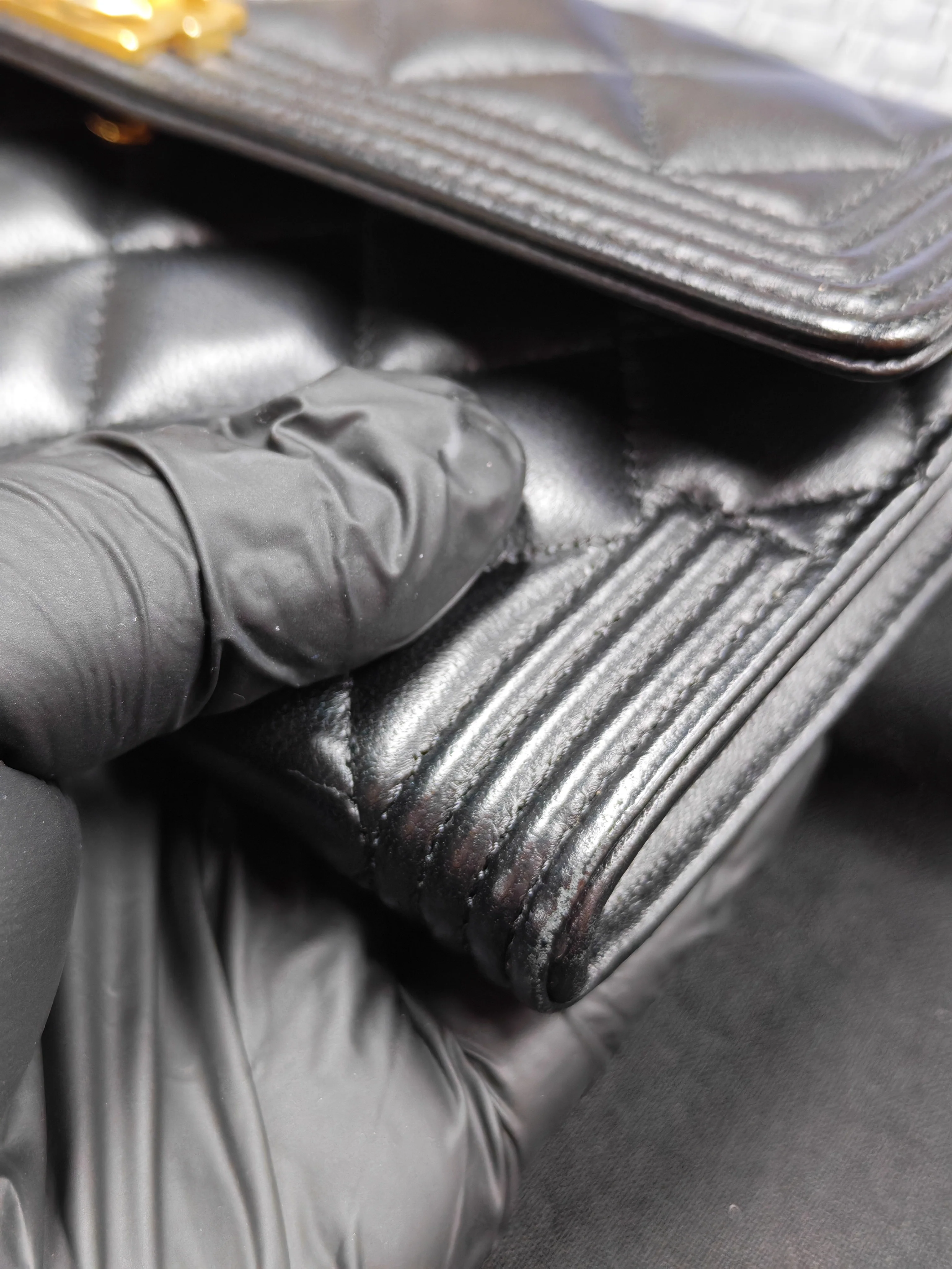 Chanel Boy Long Wallet in Black Quilted Lambskin Leather and Aged Gold Hardware Series 27 - Image 35