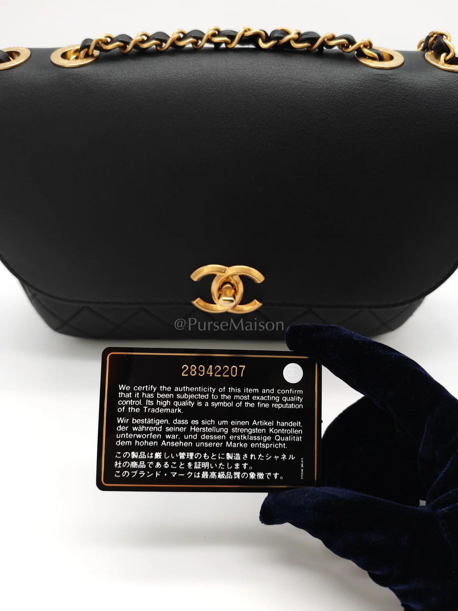Chanel Multi-Pouching Flap Bag with Coin Purse in Black Calfskin Leather and Aged Gold Hardware Series 28 - Image 30