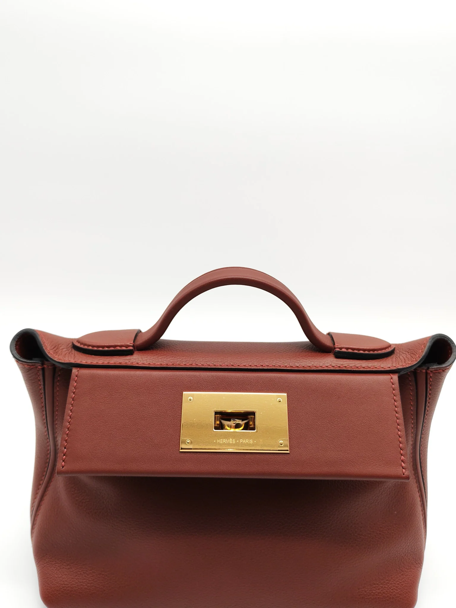 Hermes 24/24 Mini in Rouge H Evercolor Leather and Gold Hardware Stamp W (2024) - Image 15