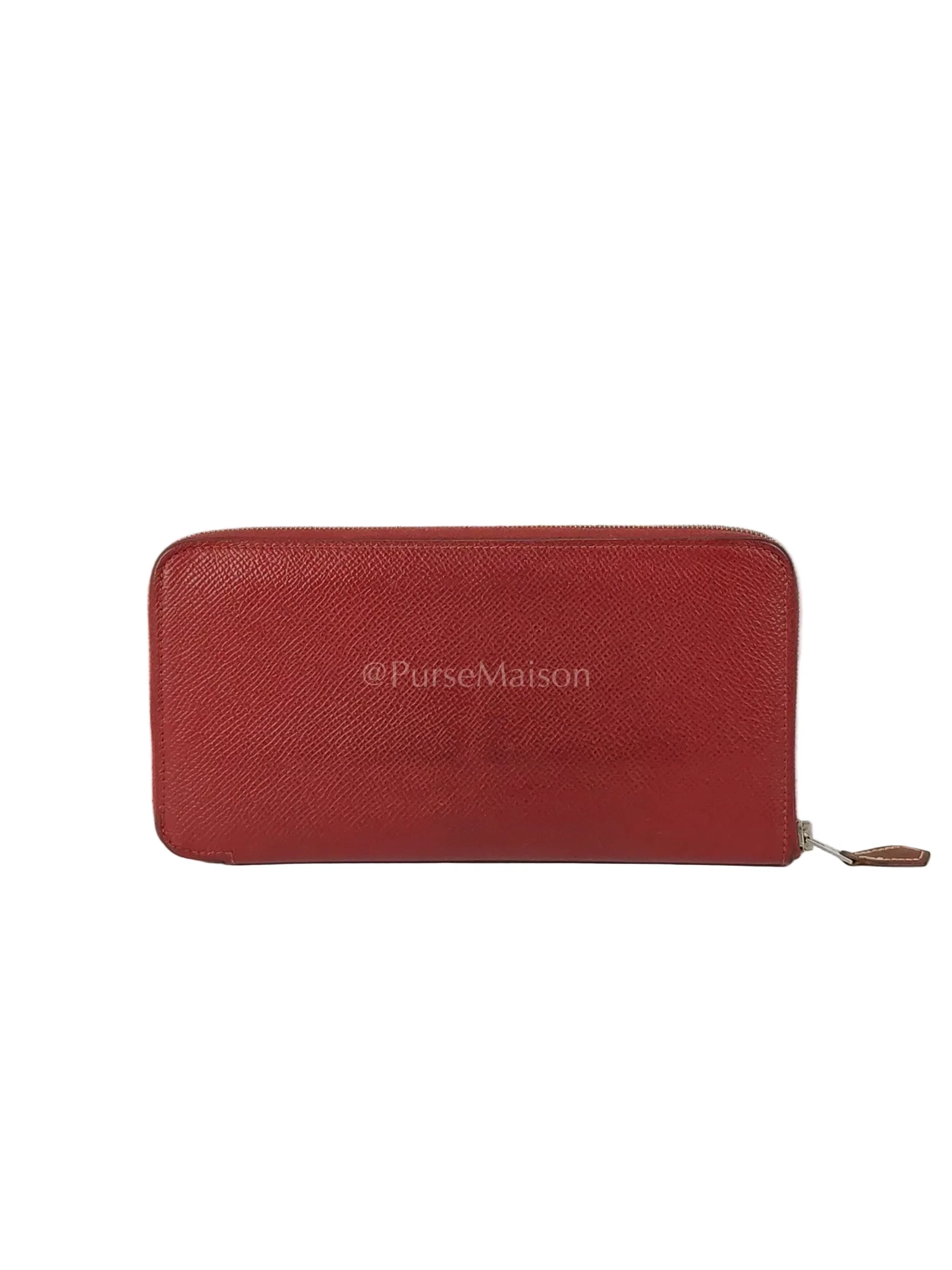 Hermes Azap Zip Around Long Wallet in Rouge Epsom Leather and Palladium Hardware Stamp X (2016)