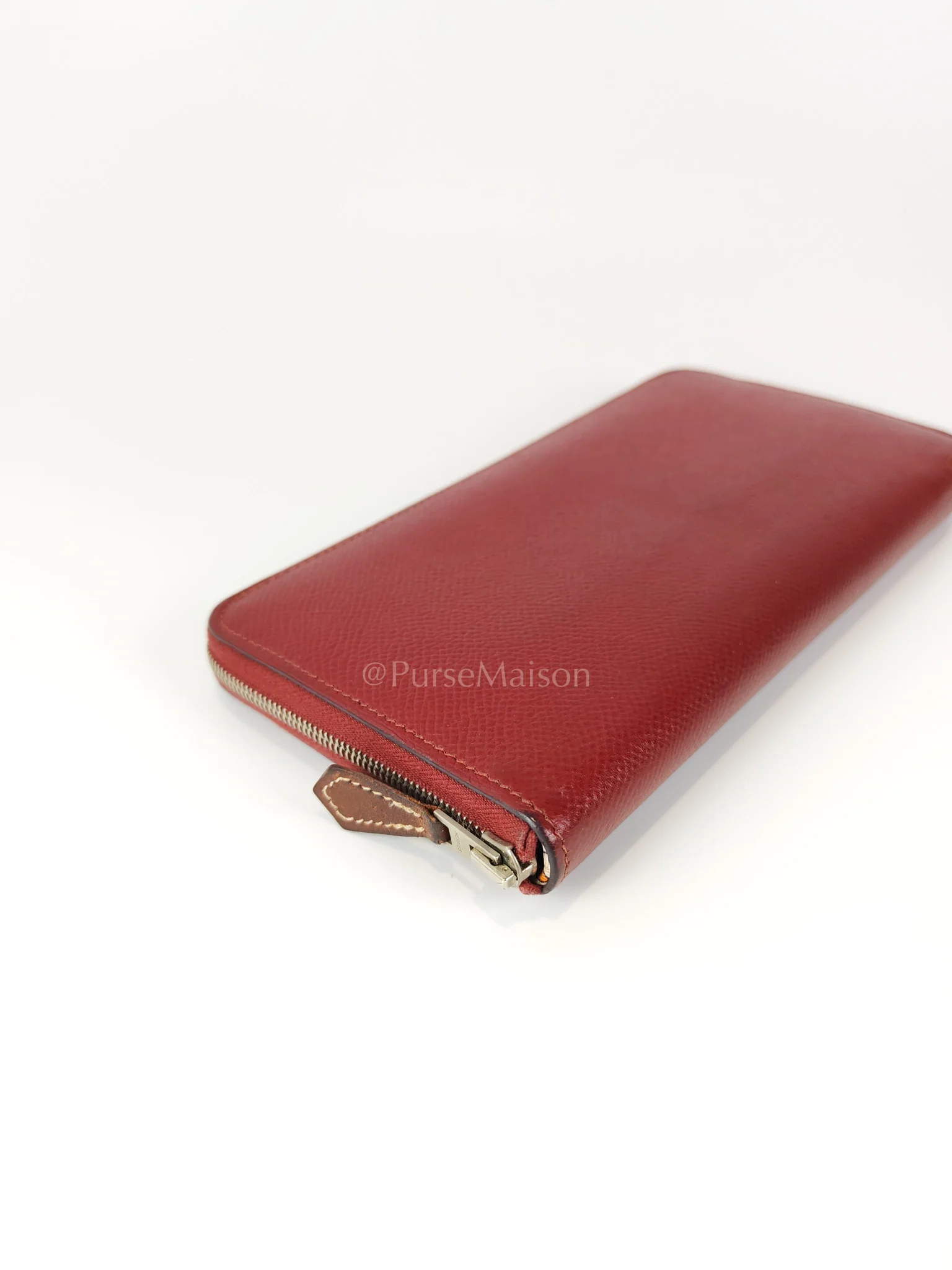 Hermes Azap Zip Around Long Wallet in Rouge Epsom Leather and Palladium Hardware Stamp X (2016) - Image 10