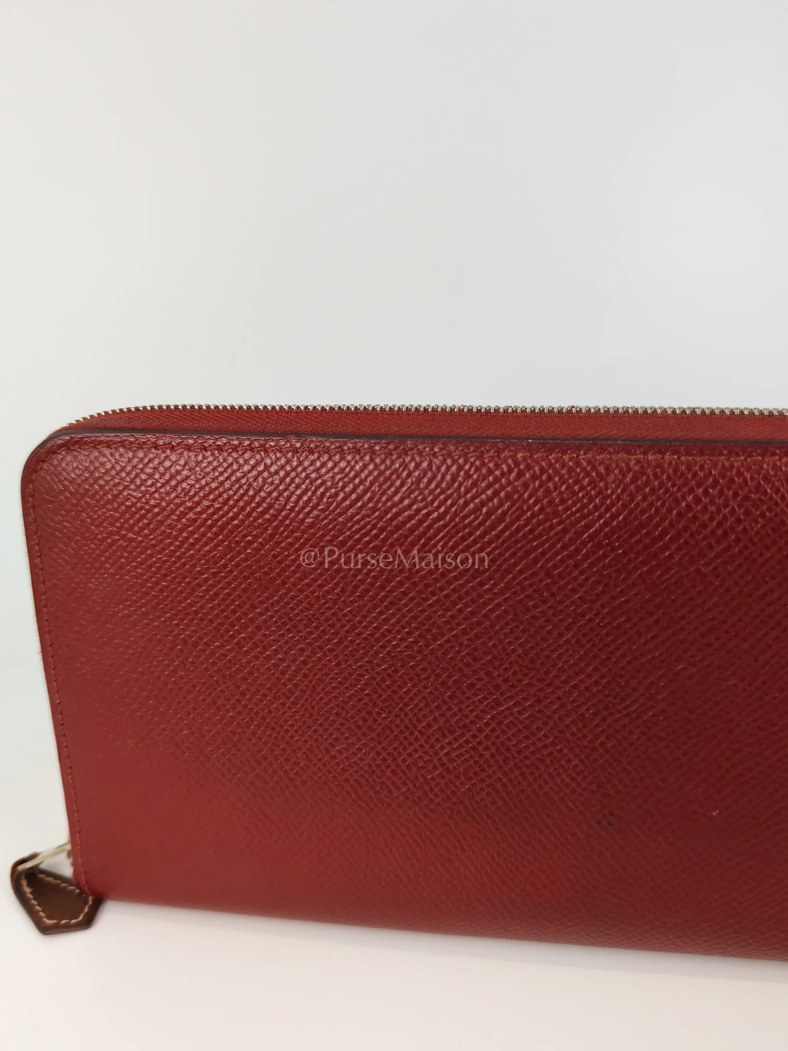 Hermes Azap Zip Around Long Wallet in Rouge Epsom Leather and Palladium Hardware Stamp X (2016) - Image 21