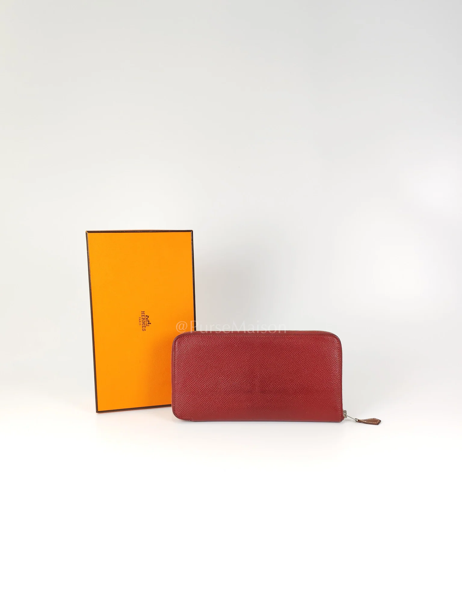 Hermes Azap Zip Around Long Wallet in Rouge Epsom Leather and Palladium Hardware Stamp X (2016) - Image 34