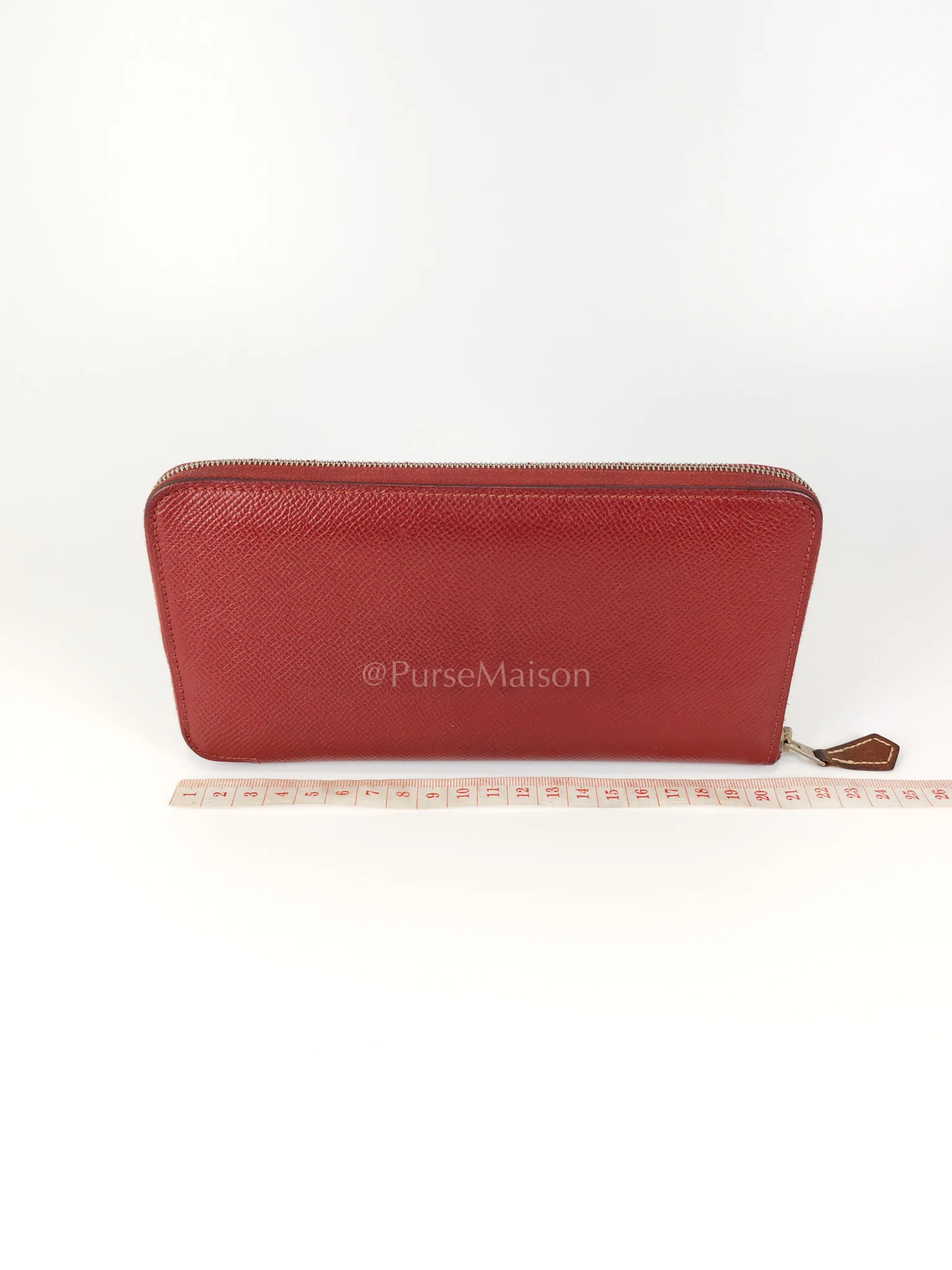 Hermes Azap Zip Around Long Wallet in Rouge Epsom Leather and Palladium Hardware Stamp X (2016) - Image 35