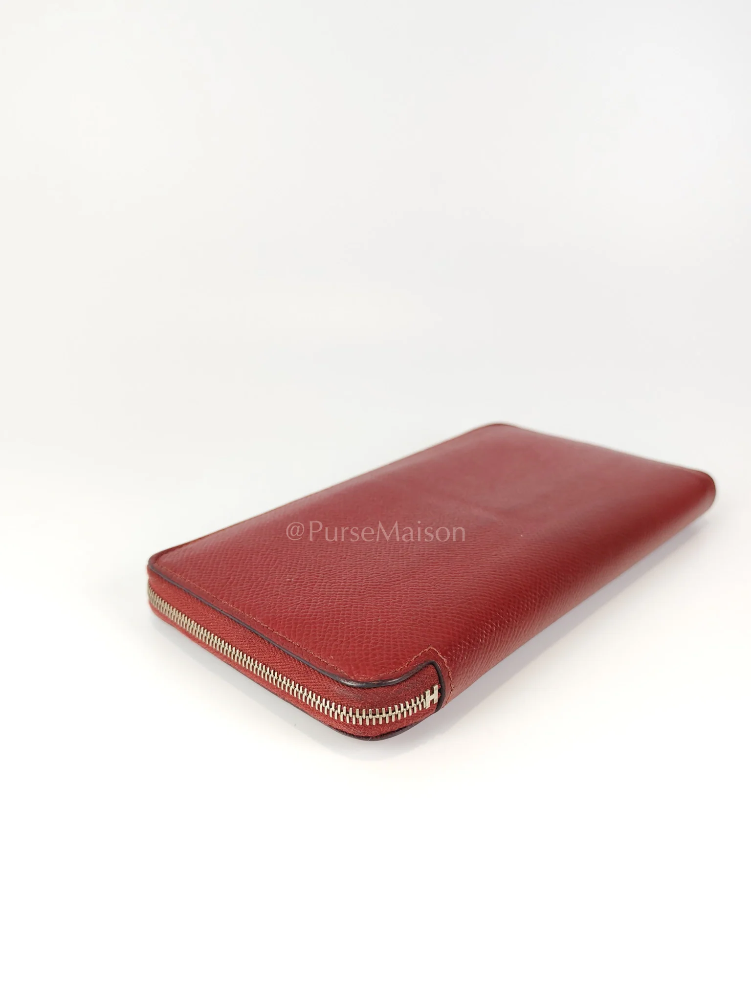 Hermes Azap Zip Around Long Wallet in Rouge Epsom Leather and Palladium Hardware Stamp X (2016) - Image 8