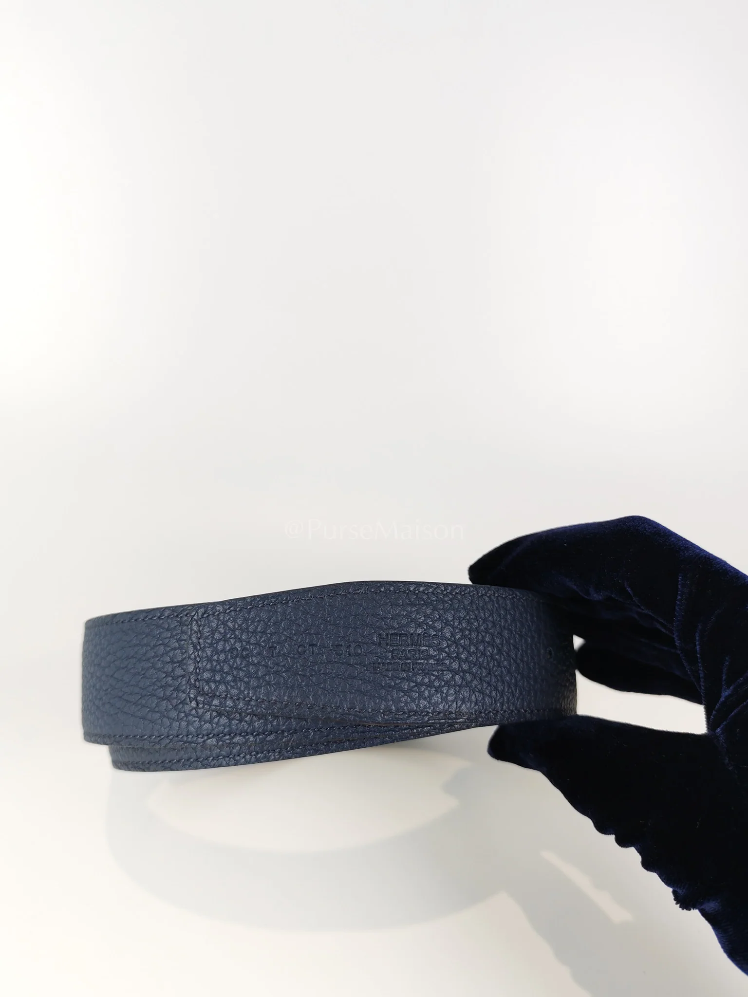 Hermes Collier de Chien (CDG) Belt In Bleu Saphir/ Dark Brown and Gold Hardware Reversible Belt Size 90 Stamp T (2015) - Image 10