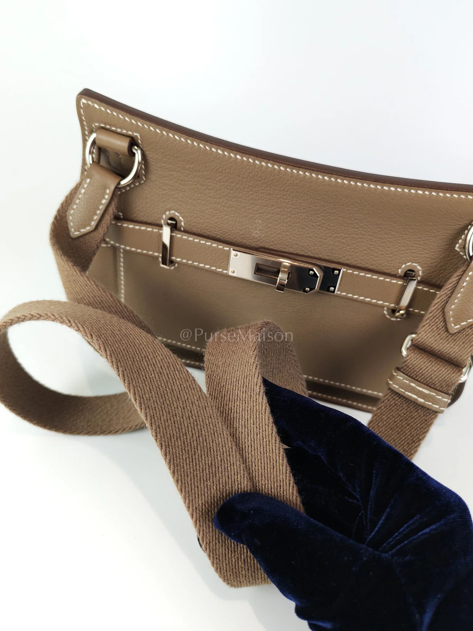 Hermes Mini Jypsiere Etoupe in Evercolor Leather and Palladium Hardware Stamp B (2023) - Image 15