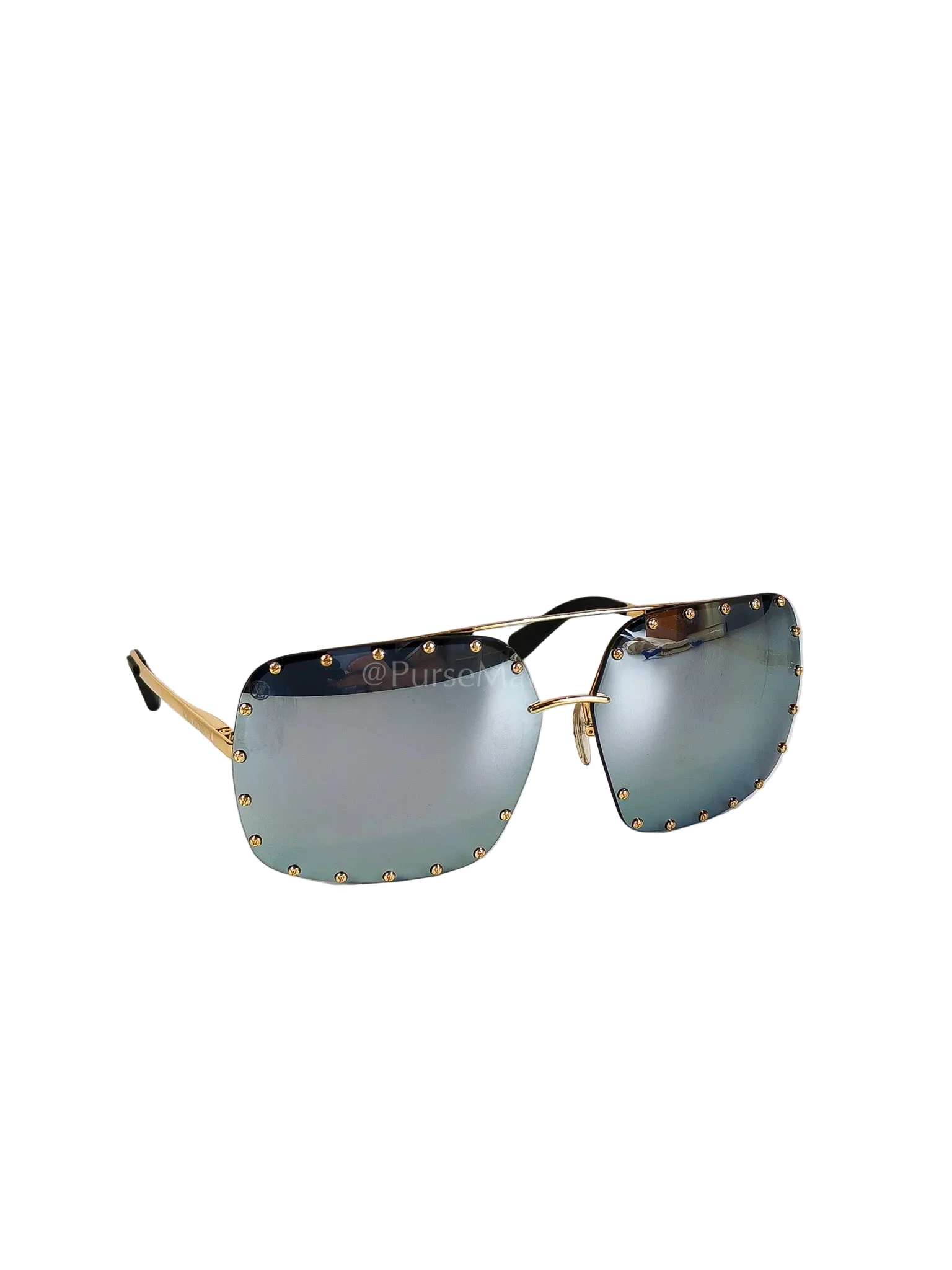 Louis Vuitton RG01280The Party Square Sunglasses in Black Studded Lens and Metal Frame - Image 2