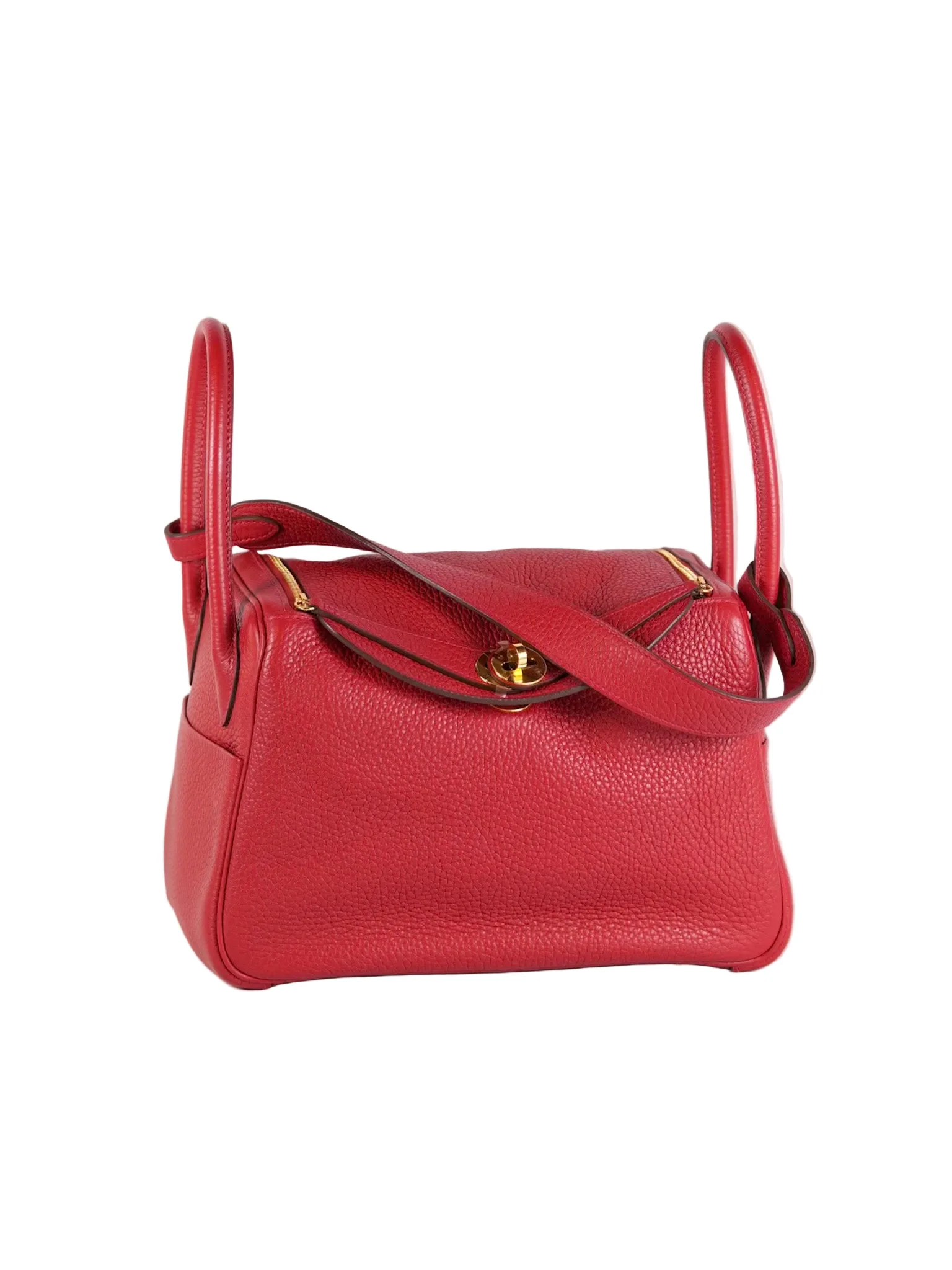 Hermes Lindy 26 in Red Clemence Leather and Gold Hardware Stamp C (2018) - Image 3