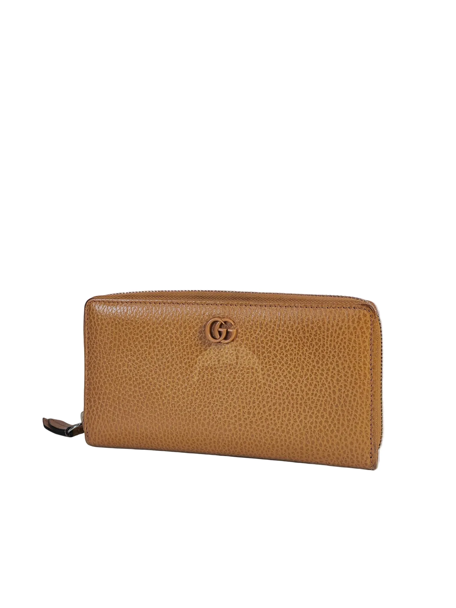 Gucci GG Marmont Zip Around Wallet in Tan Pebbled Leather - Image 3
