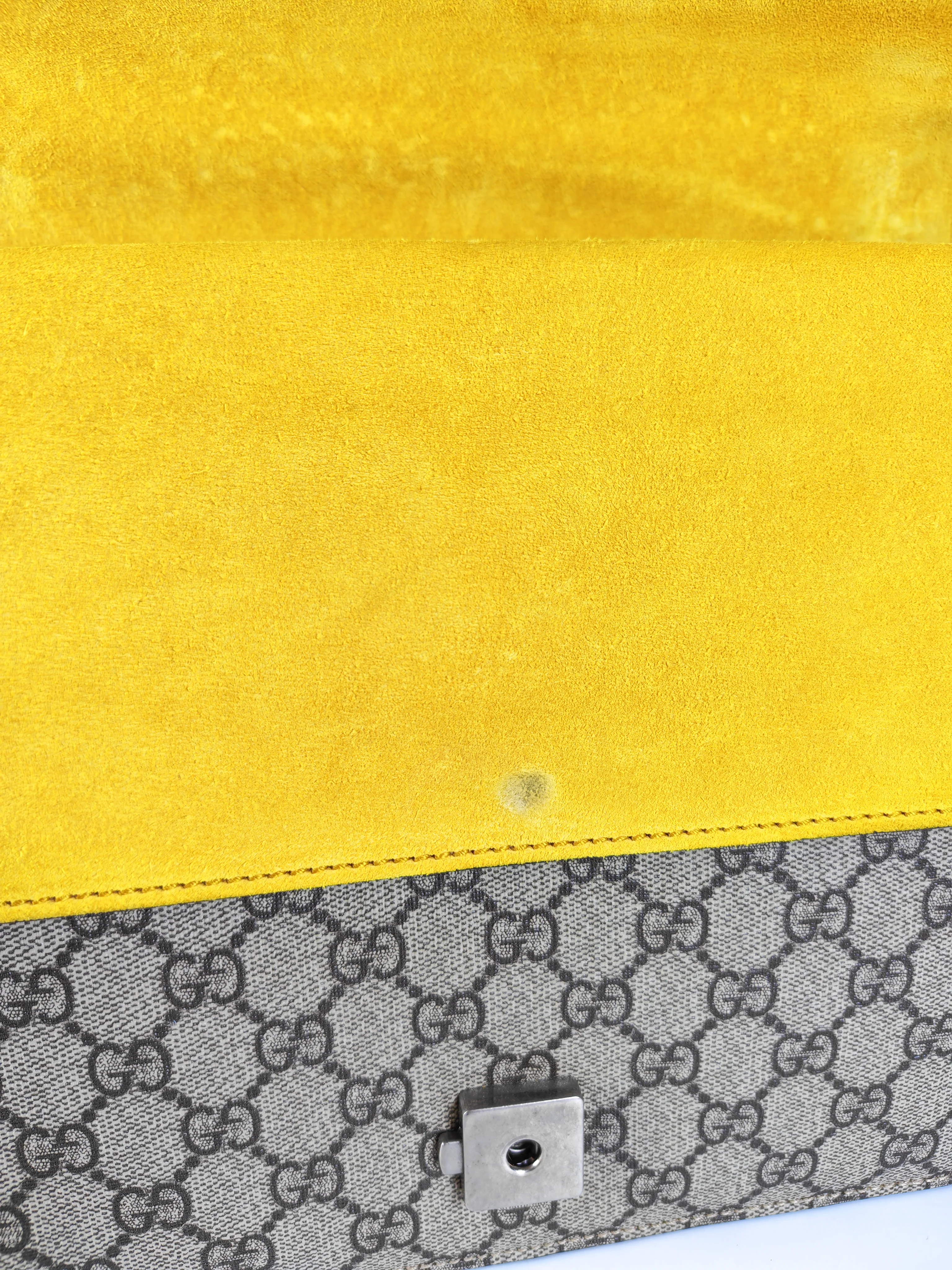 Gucci Dionysus Large Shoulder Bag with Yellow Suede and Supreme Canvas - Image 24