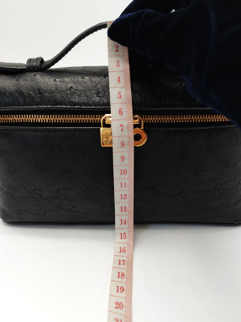Loro Piana Extra Pocket Pouch L19 Black Ostrich Leather - Image 21
