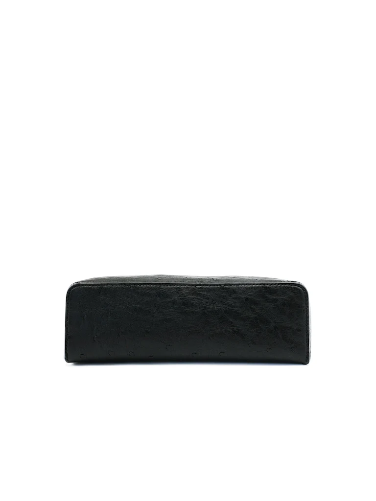 Loro Piana Extra Pocket Pouch L19 Black Ostrich Leather - Image 5