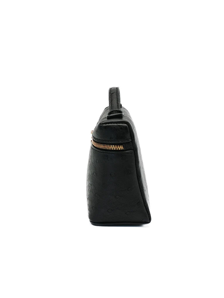 Loro Piana Extra Pocket Pouch L19 Black Ostrich Leather - Image 6