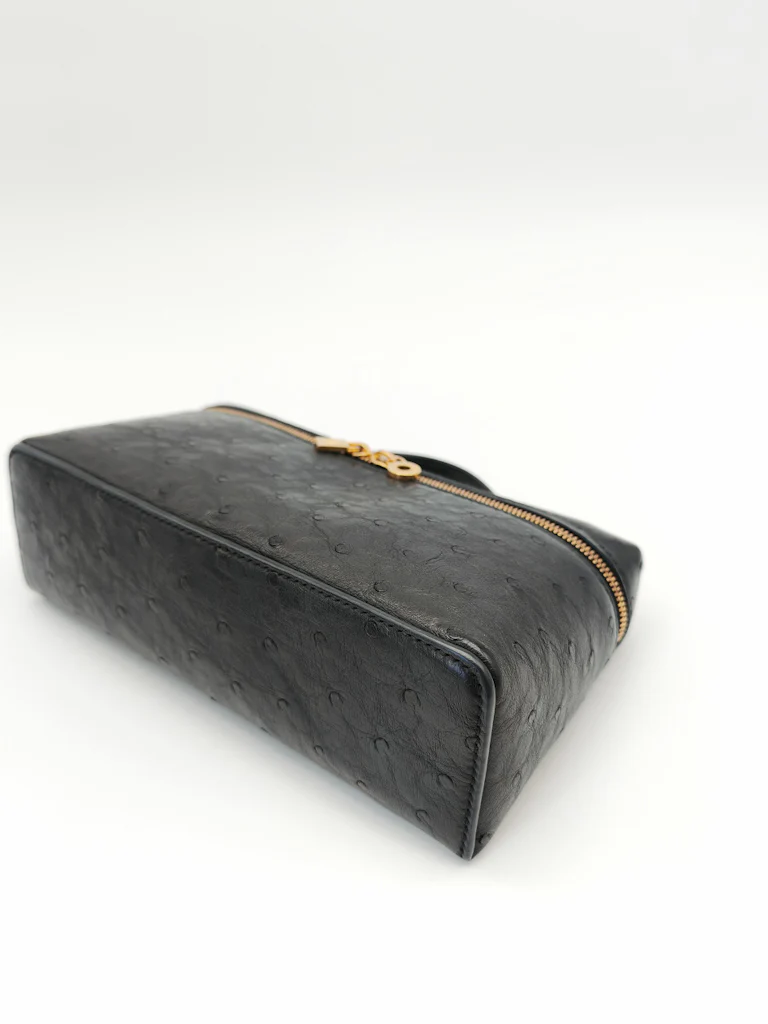 Loro Piana Extra Pocket Pouch L19 Black Ostrich Leather - Image 8