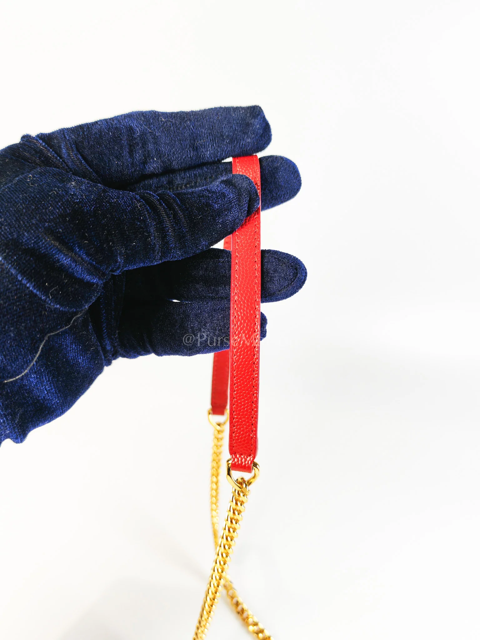 Yves Saint Laurent Cassandre Wallet on Chain (WOC) in Red Grained Calfskin Leather Chain Bag - Image 29