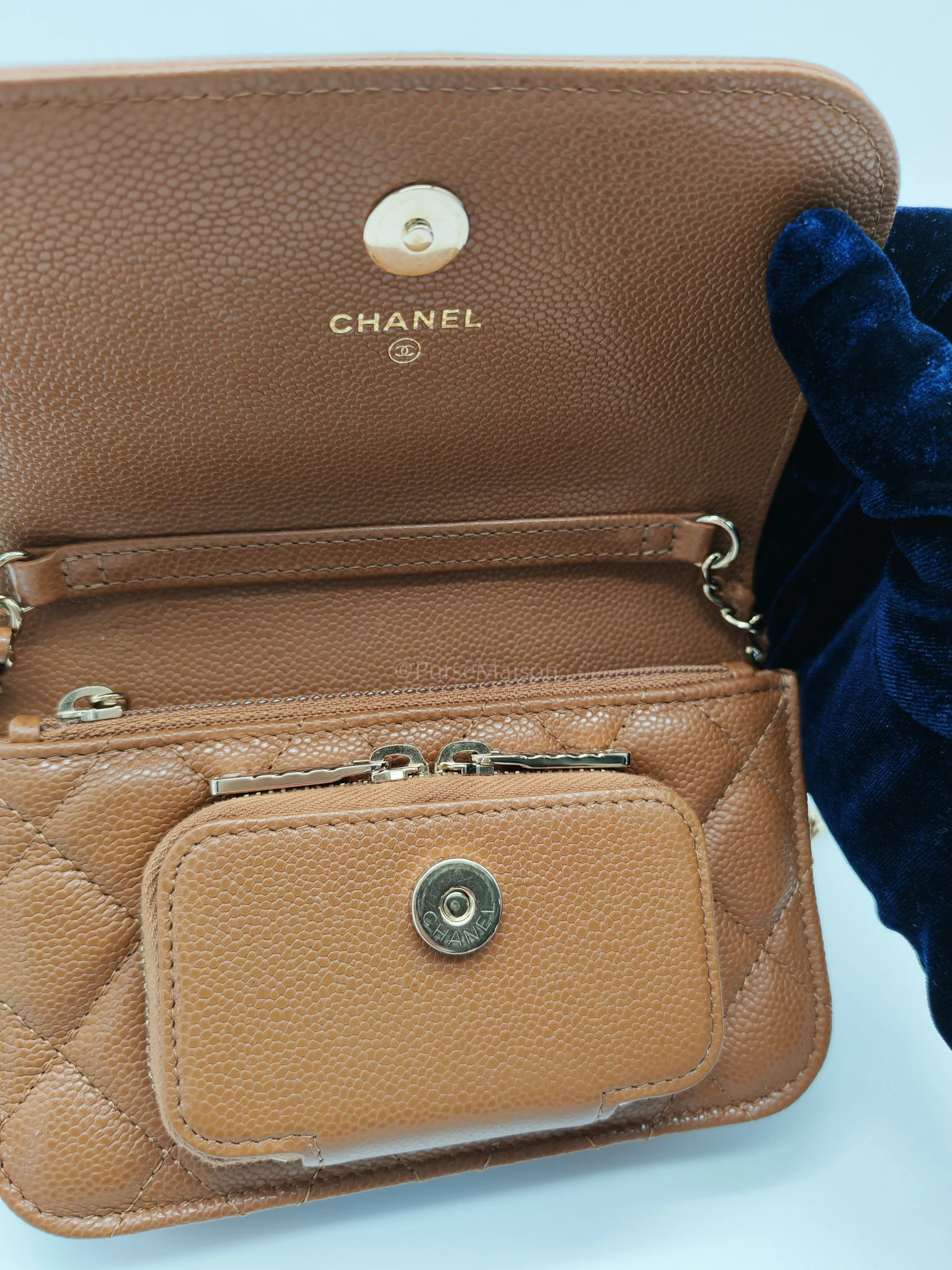Chanel Mini Business Affinity in Caramel Light Gold Hardware (Microchip) - Image 14