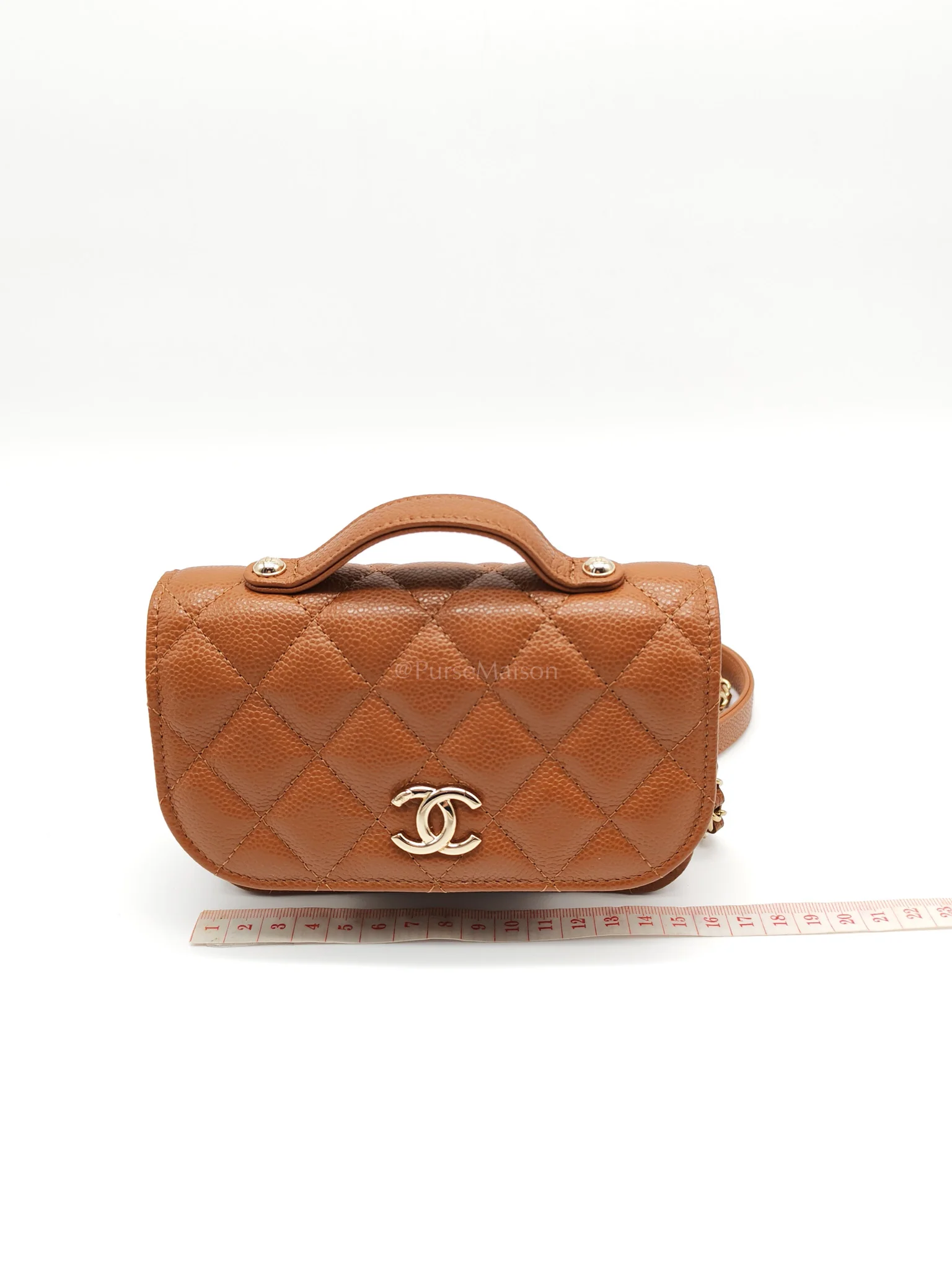 Chanel Mini Business Affinity in Caramel Light Gold Hardware (Microchip) - Image 26