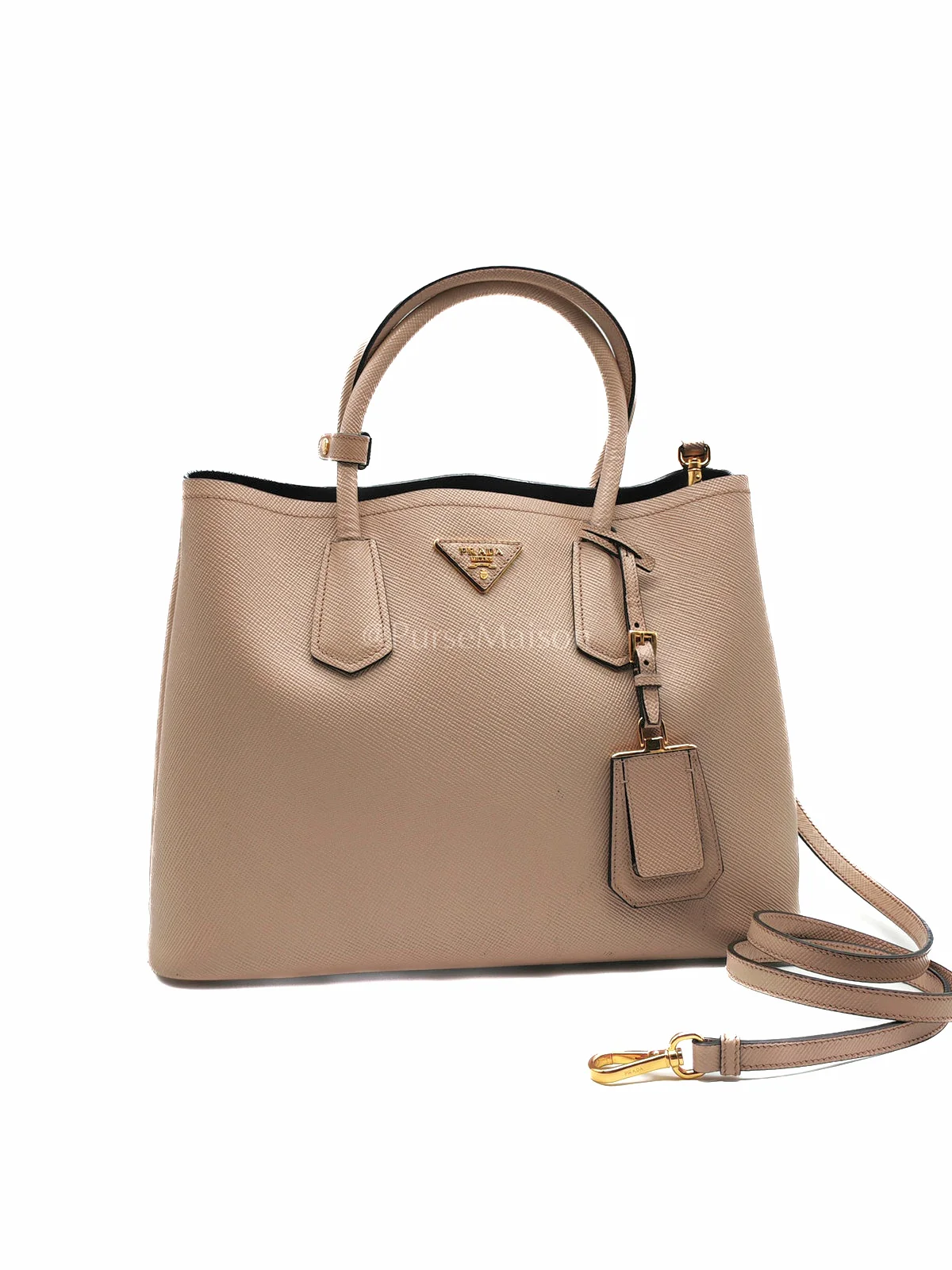Prada Double Bag in Light Beige Saffiano Cuir Leather Shoulder Bag - Image 3