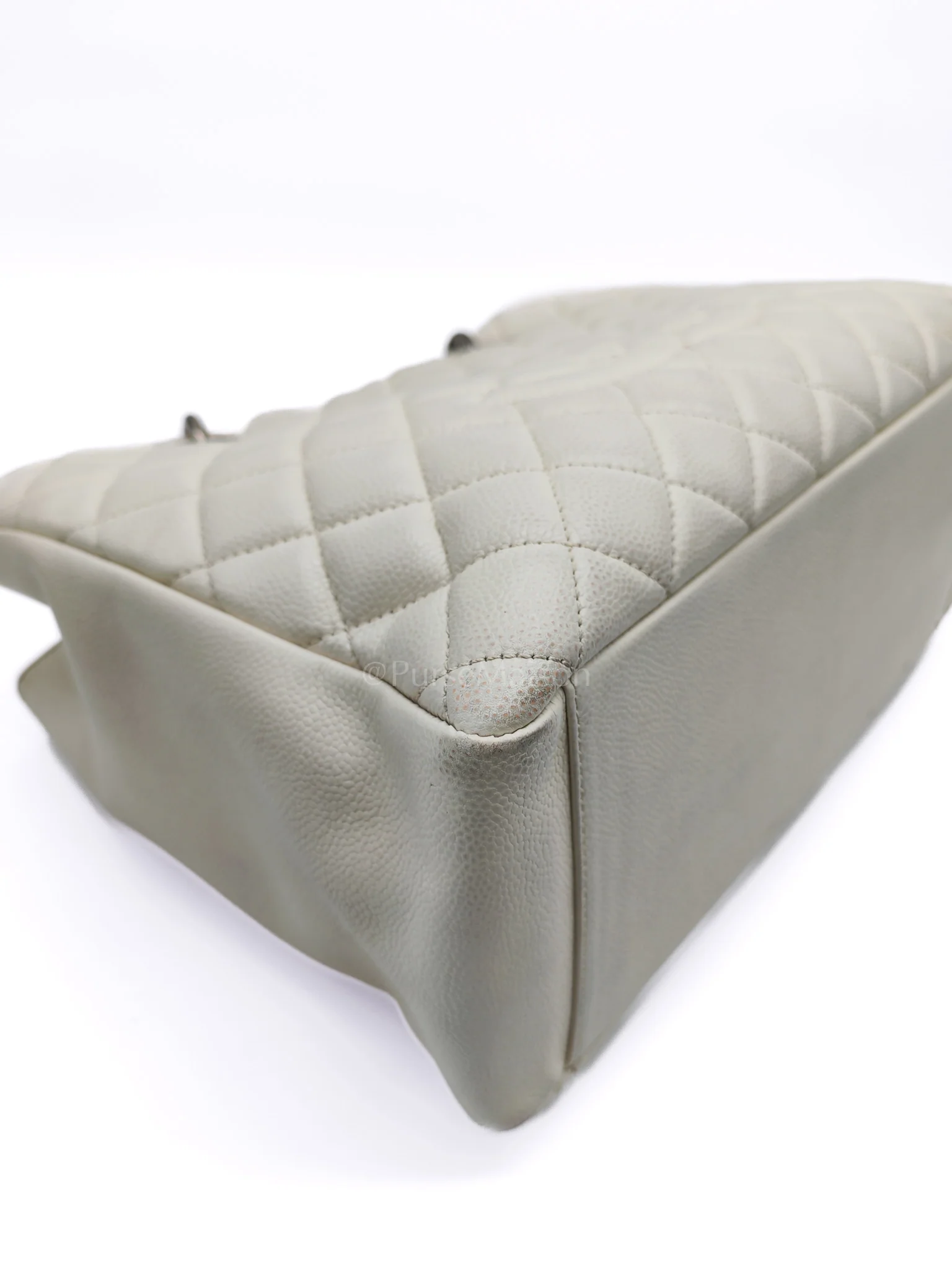 Chanel Grand Shopping Tote GST in White Caviar Leather and Ruthenium Hardware Series 13 - Image 5