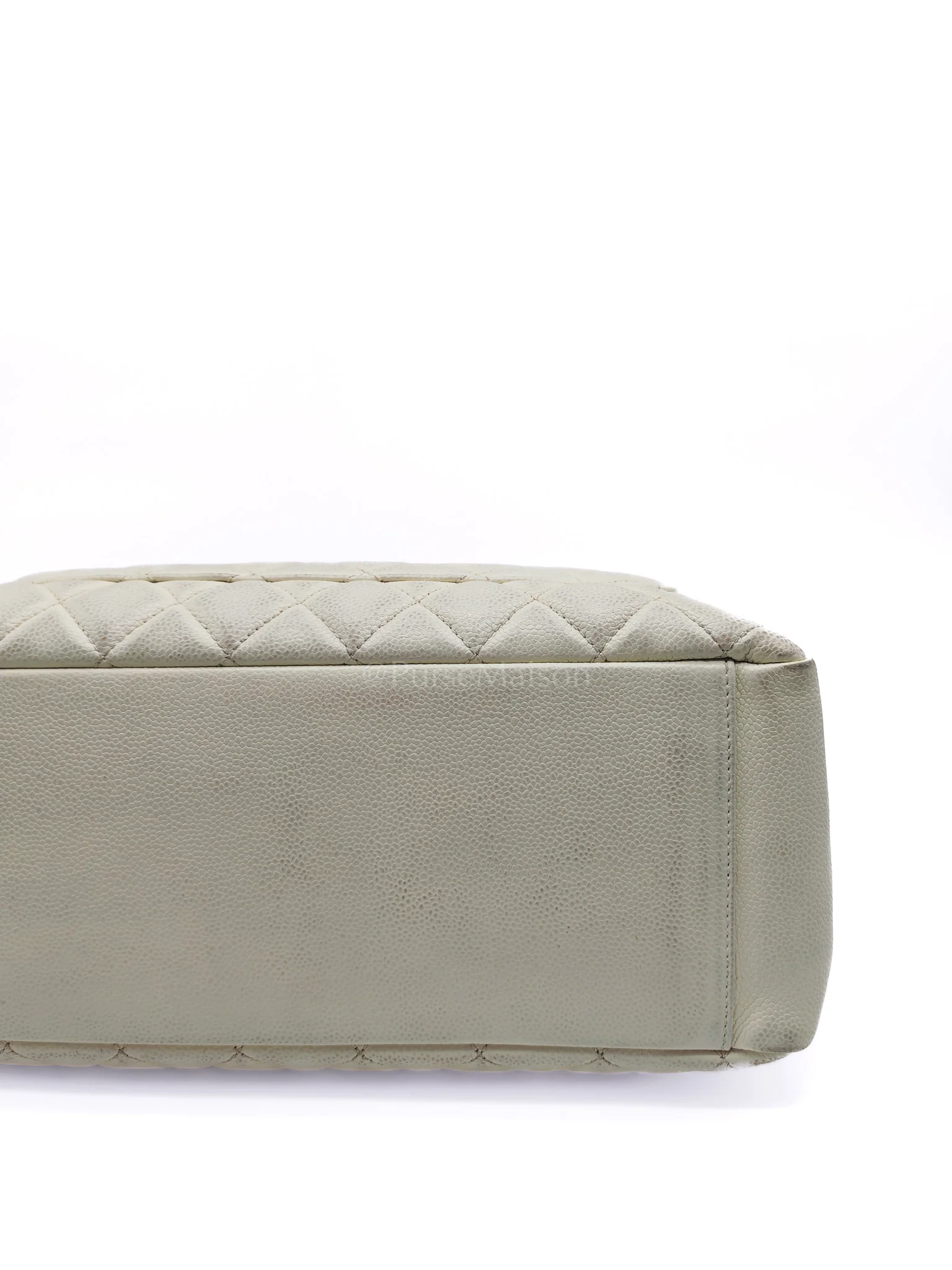 Chanel Grand Shopping Tote GST in White Caviar Leather and Ruthenium Hardware Series 13 - Image 9