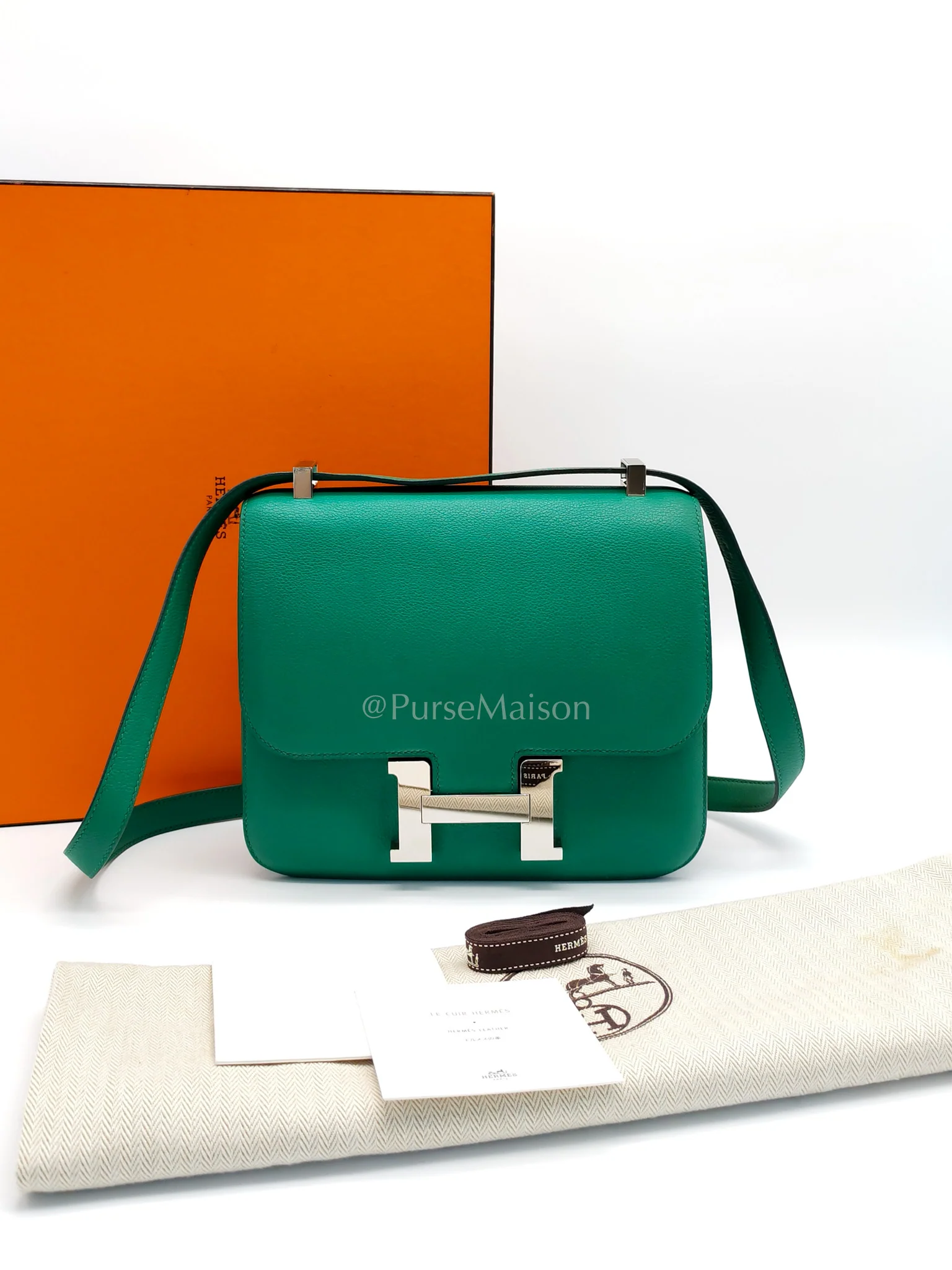 Hermes Constance 24 Vert Vertigo in Evercolor Leather and Palladium Hardware Stamp A (2017) - Image 31