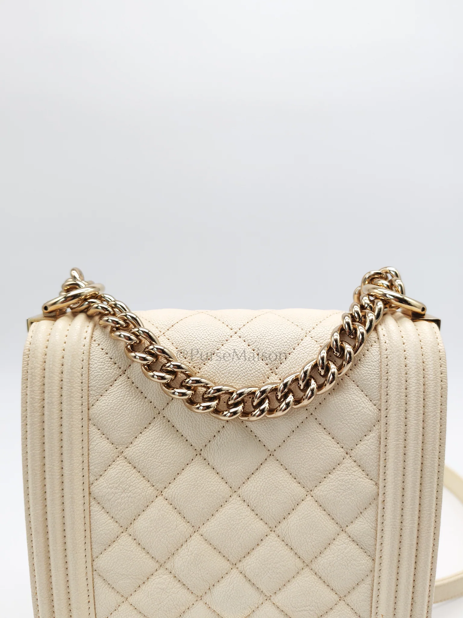 Chanel Cruise Boy North South in Off White Caviar Leather and Light Gold Hardware Series 28 - Image 13