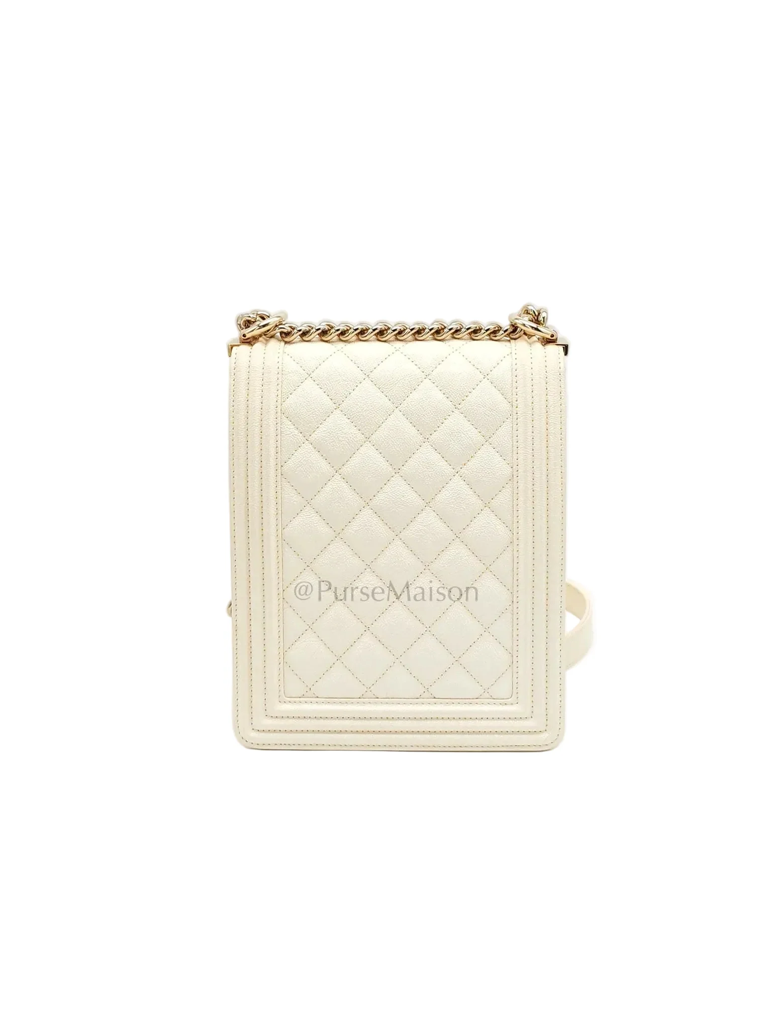 Chanel Cruise Boy North South in Off White Caviar Leather and Light Gold Hardware Series 28 - Image 4