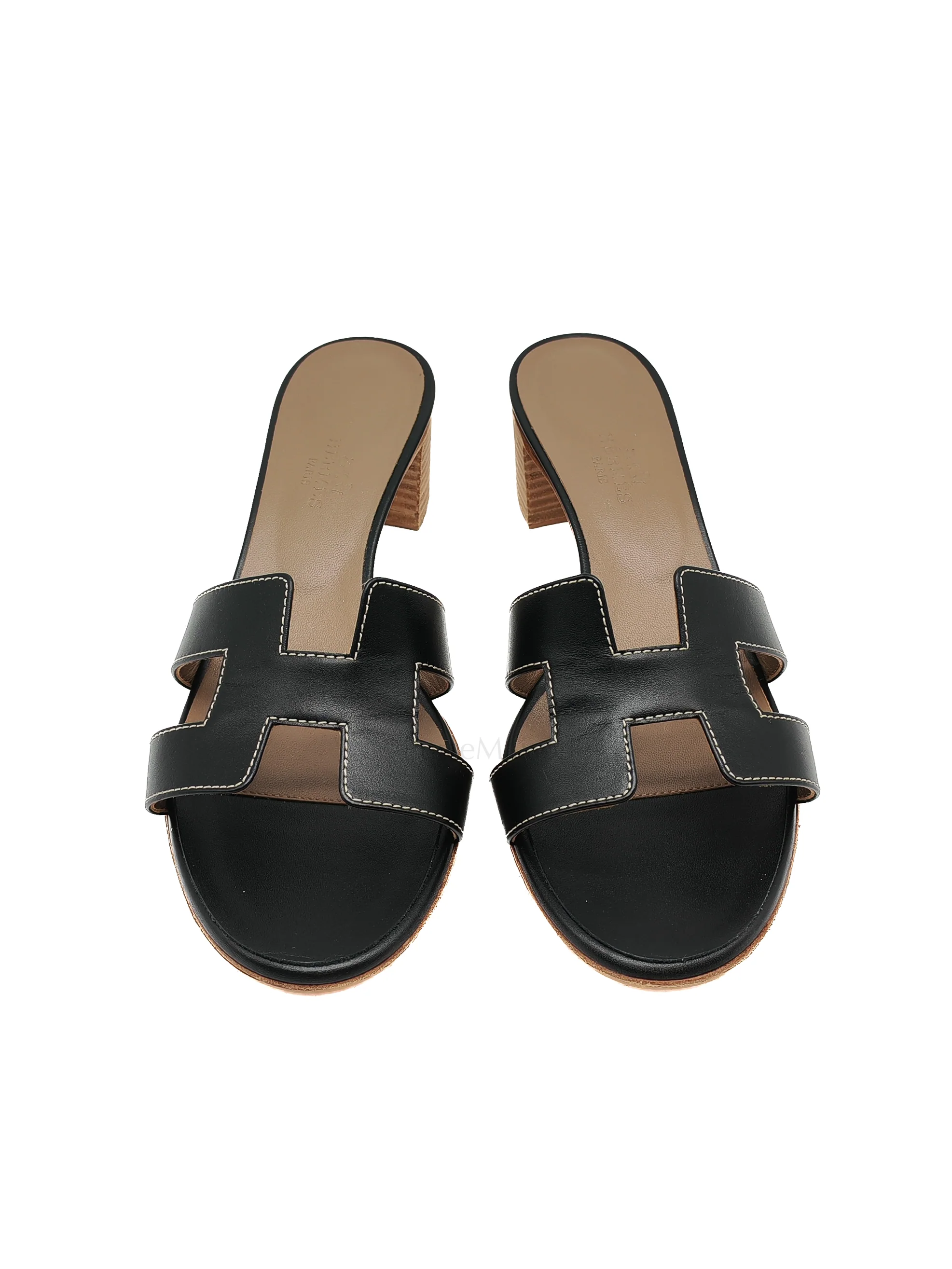 Hermes Oasis in Noir/Black Calfskin Leather Size 38 EU(24.5 cm)
