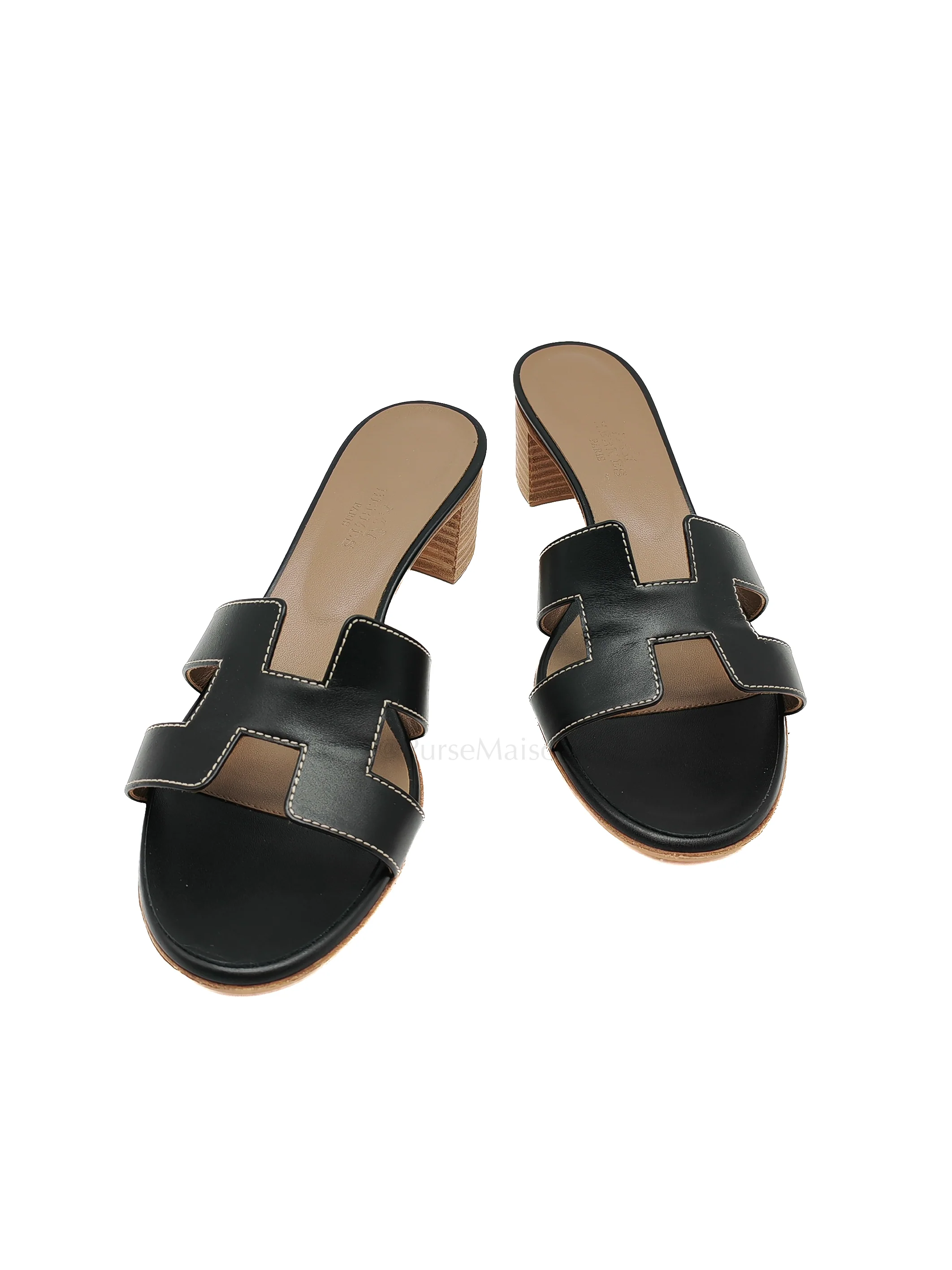 Hermes Oasis in Noir/Black Calfskin Leather Size 38 EU(24.5 cm) - Image 2